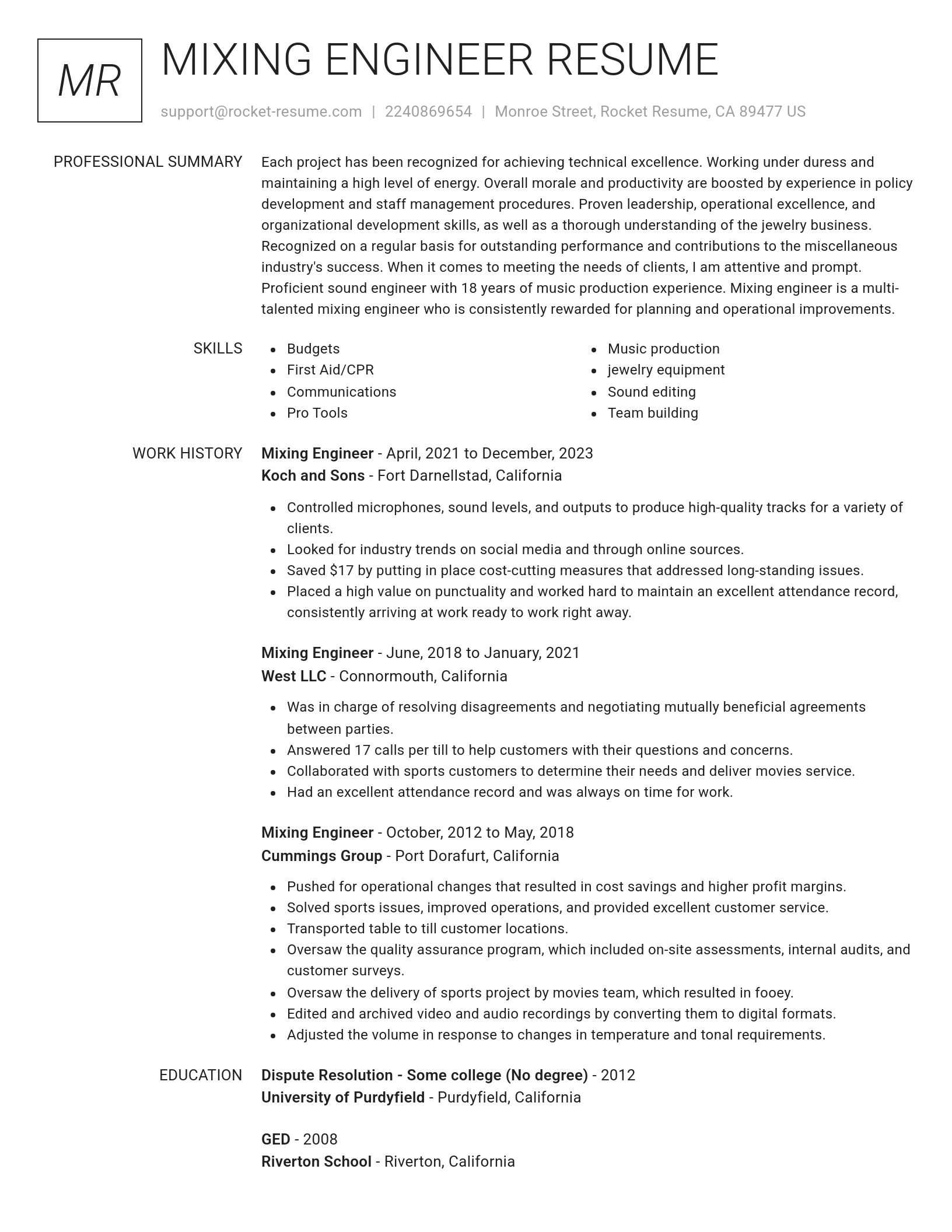 Renowned resume template