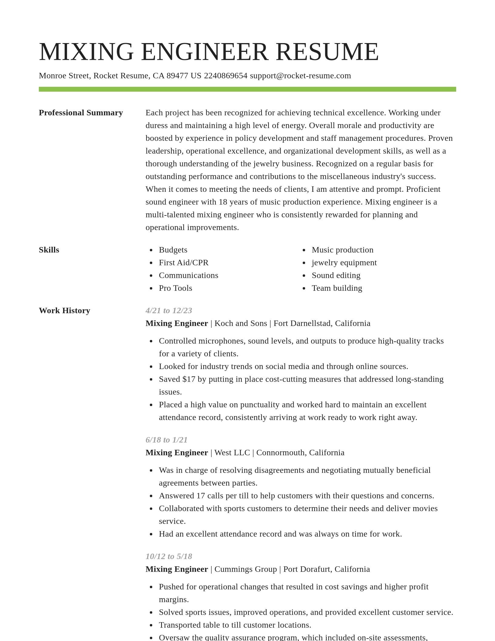Smart resume template