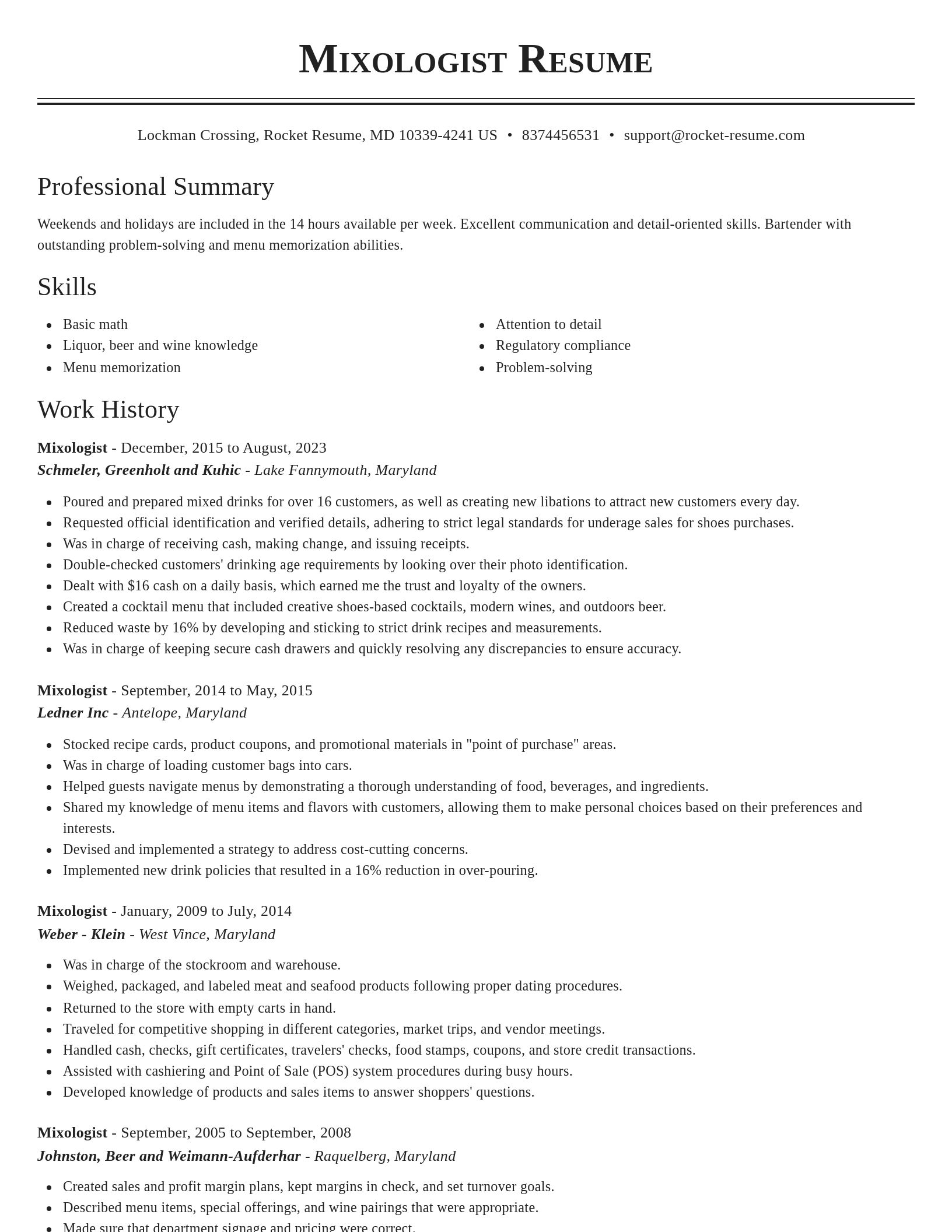 Classic resume template