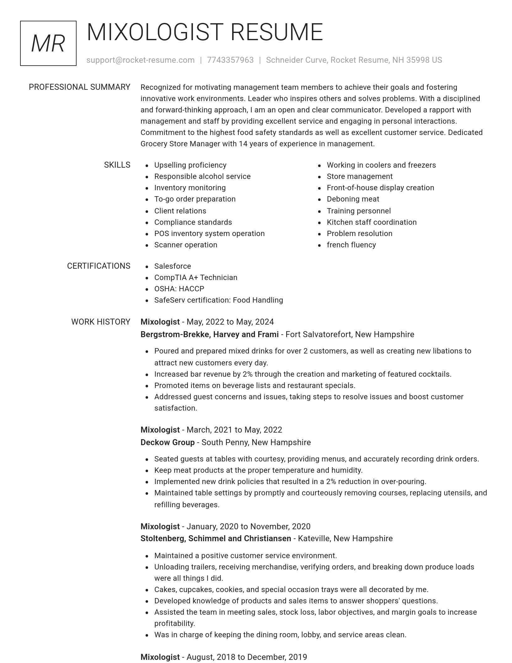Renowned resume template