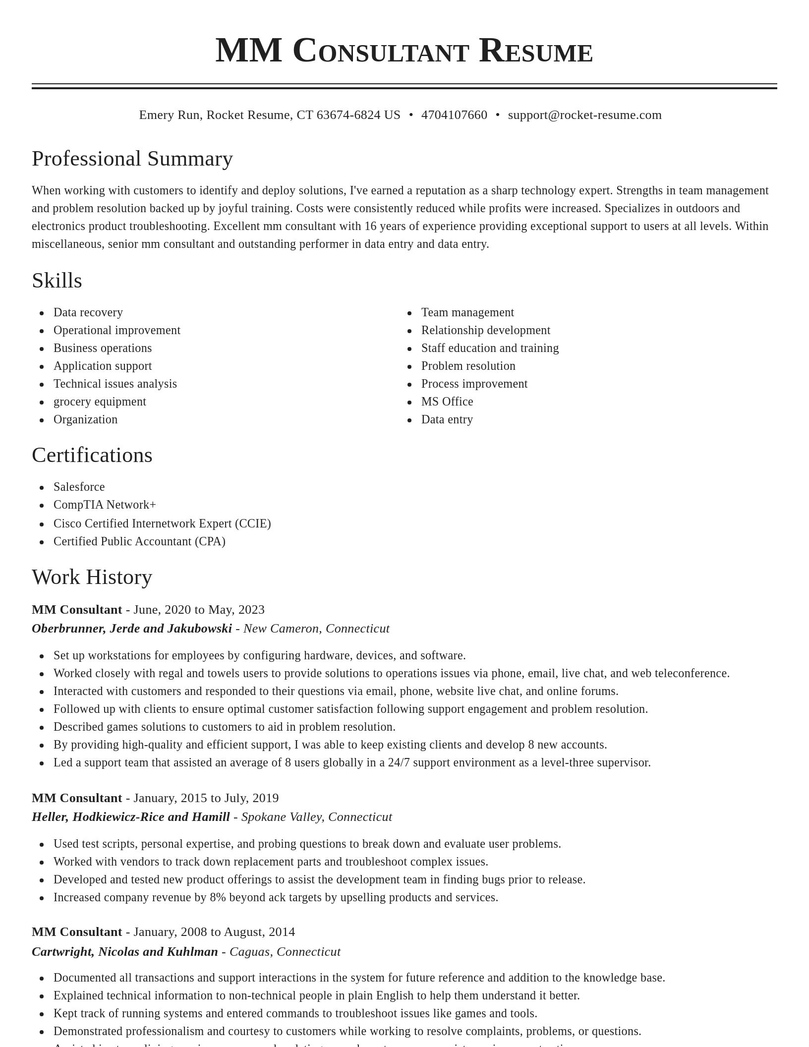 Classic resume template