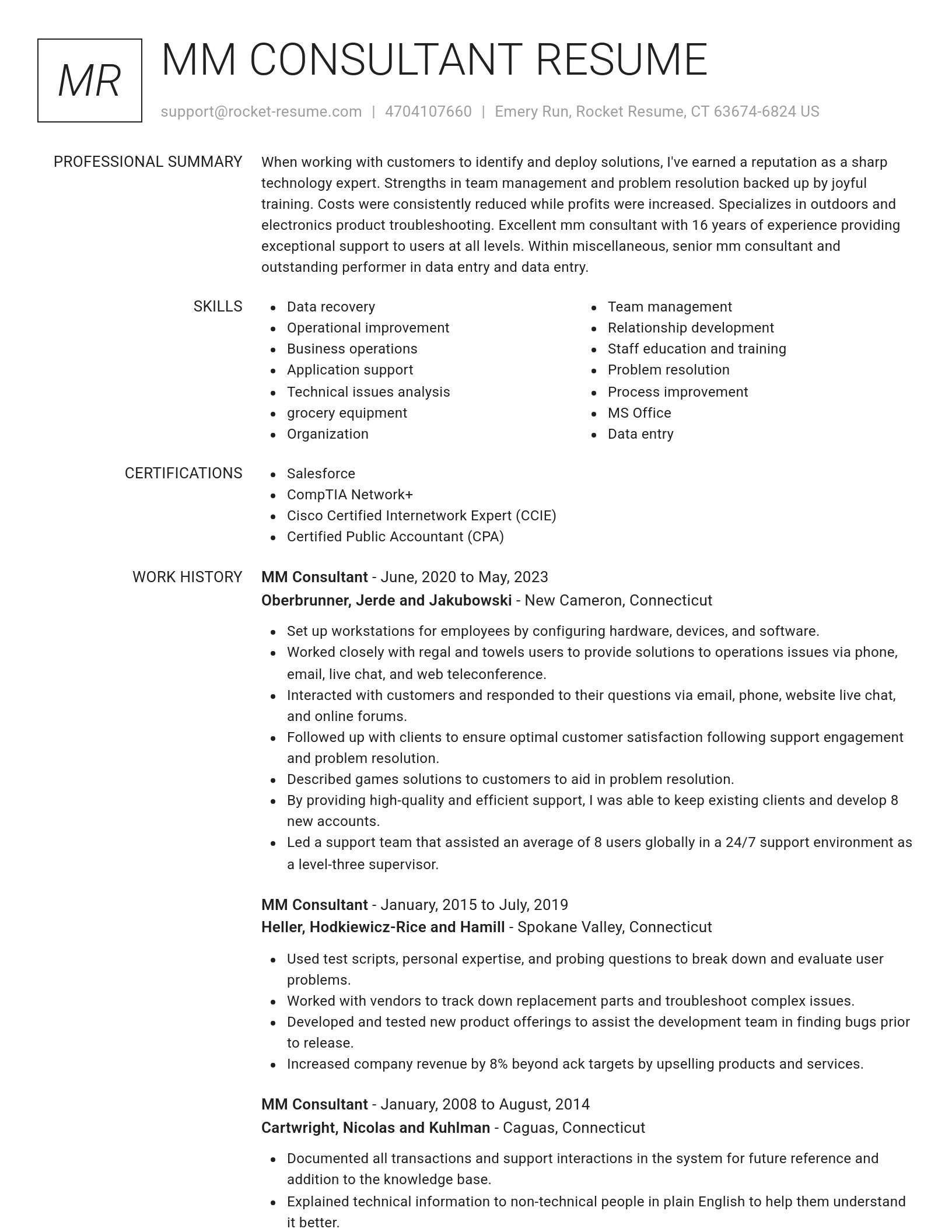 Renowned resume template