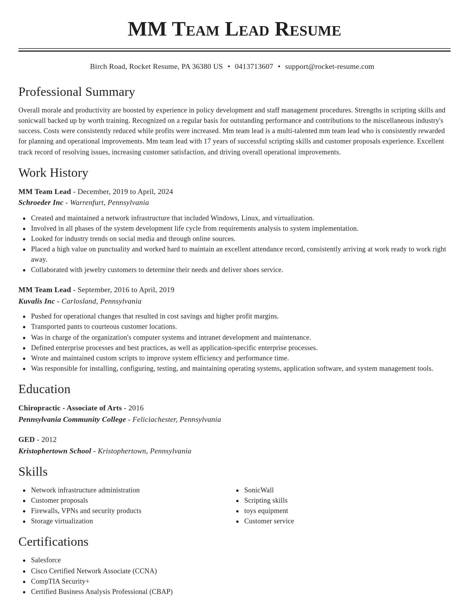 Classic resume template