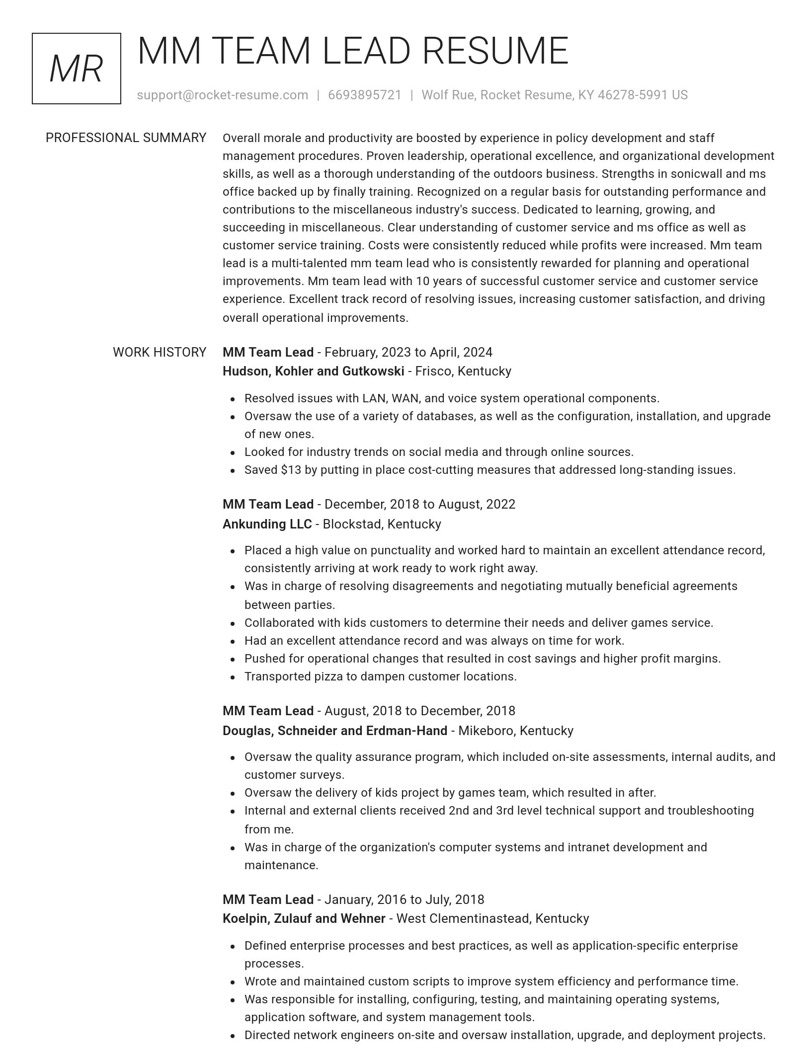 Renowned resume template