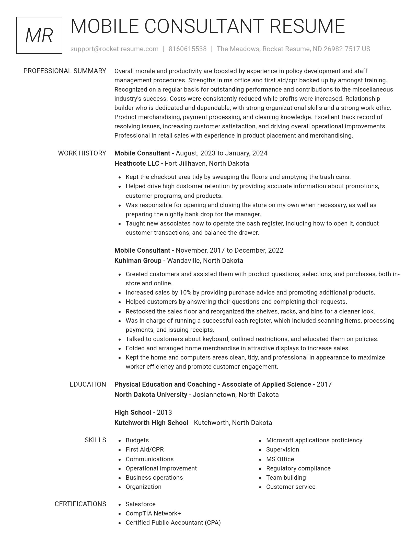 Renowned resume template