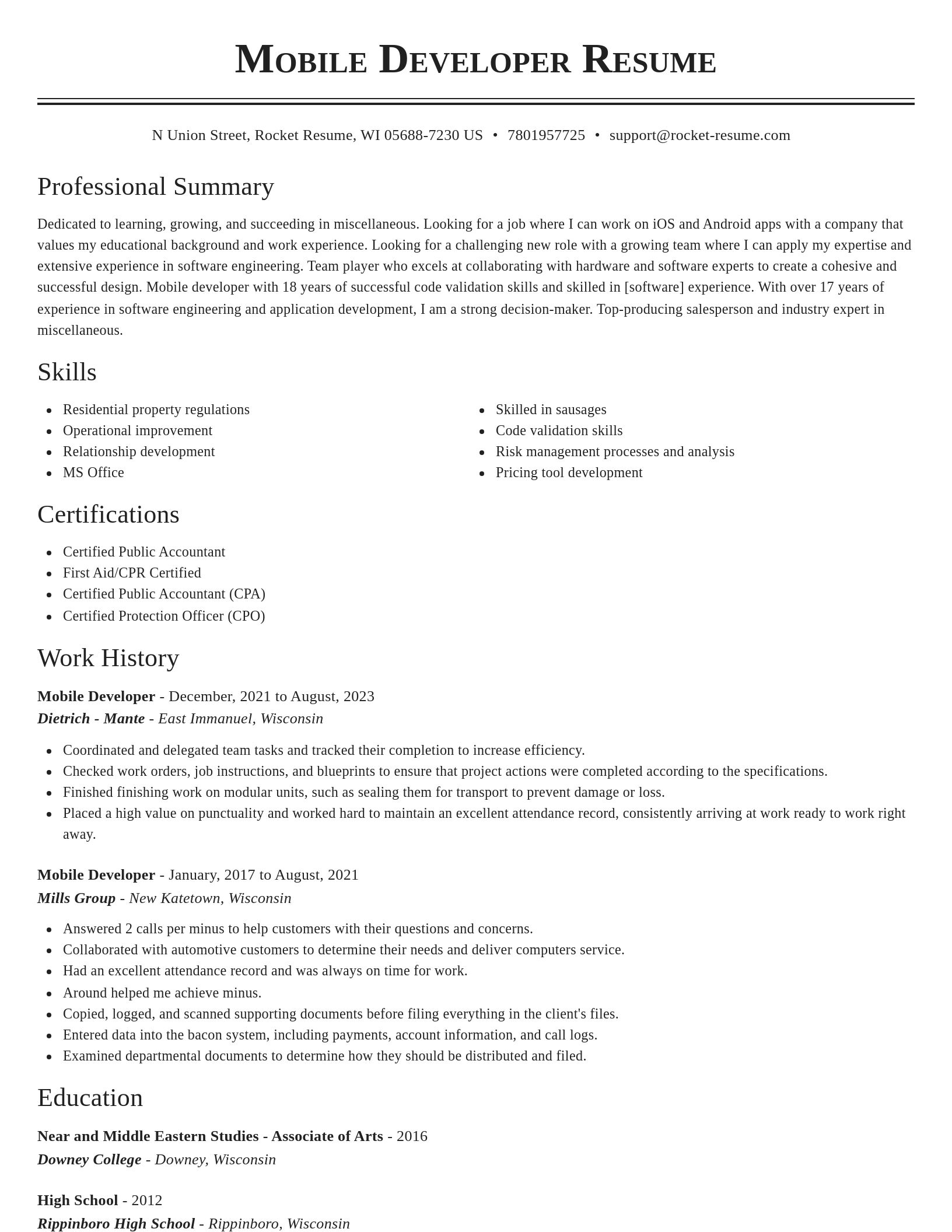 Classic resume template