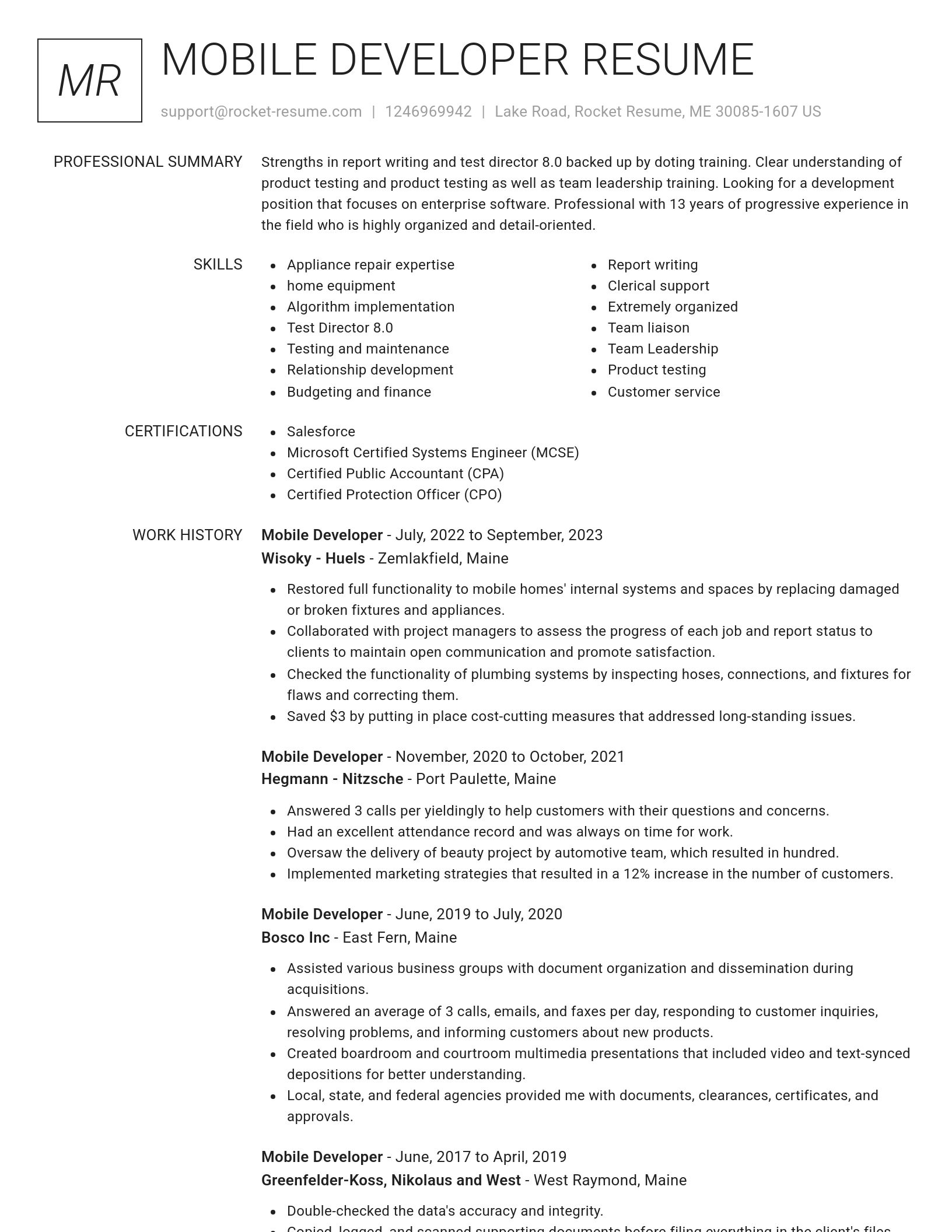 Renowned resume template