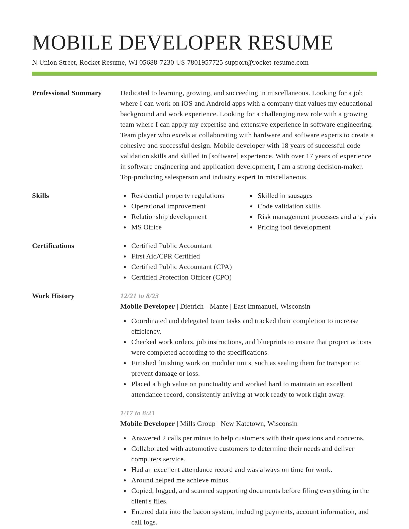 Smart resume template