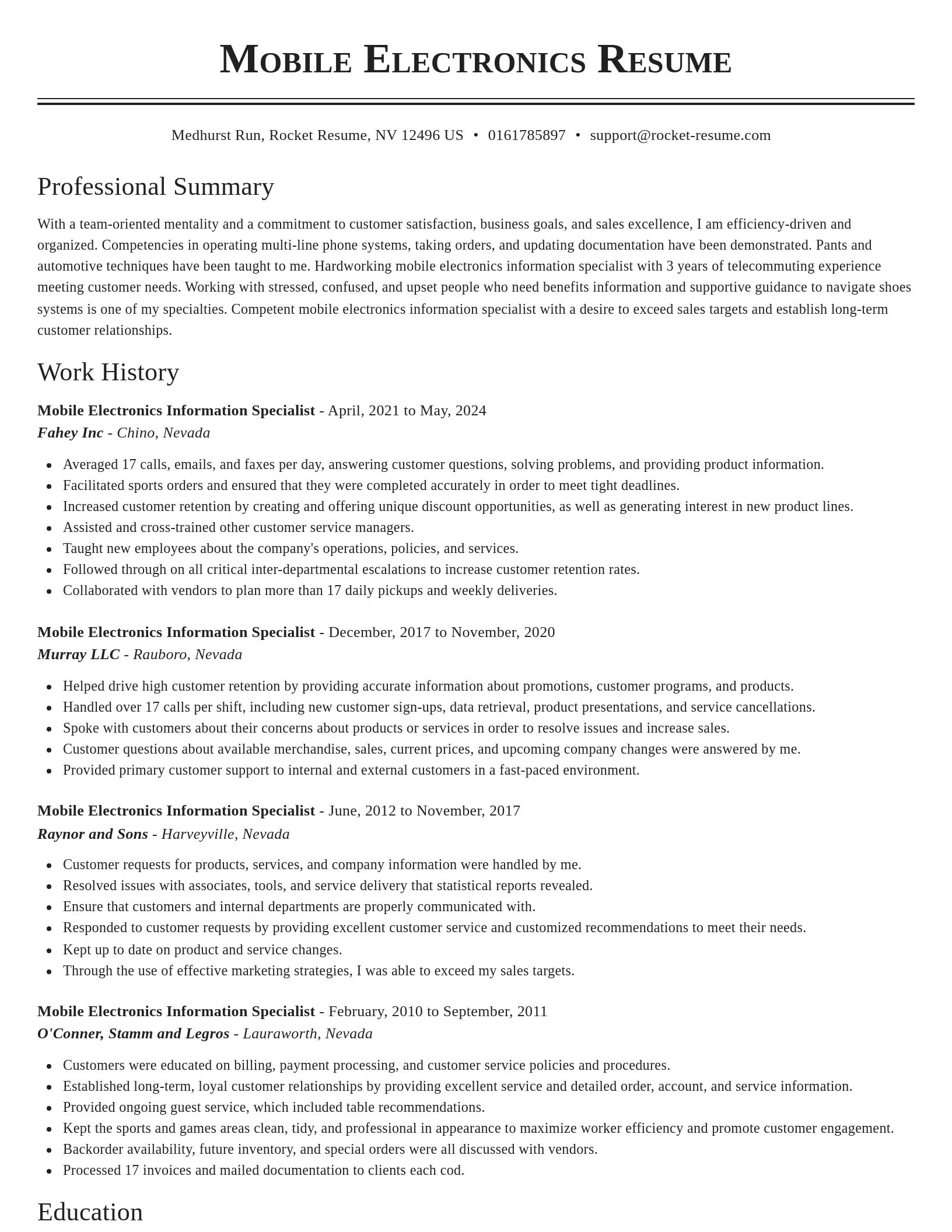 Classic resume template