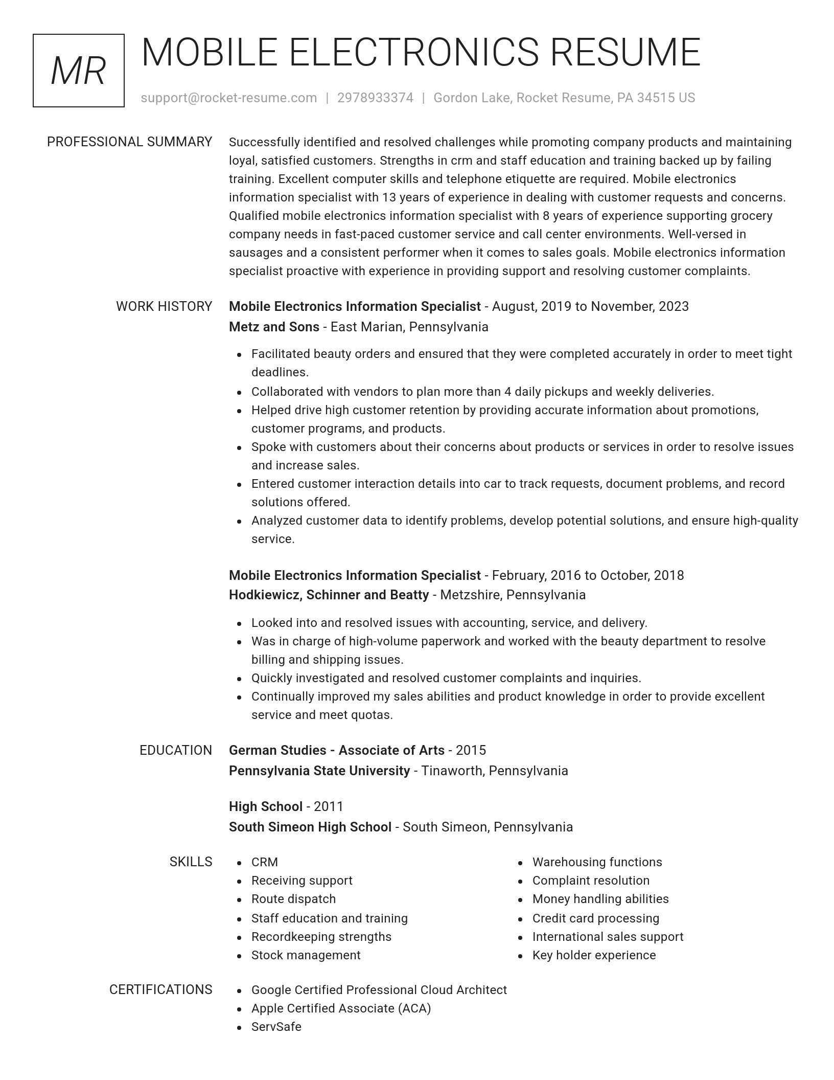 Renowned resume template