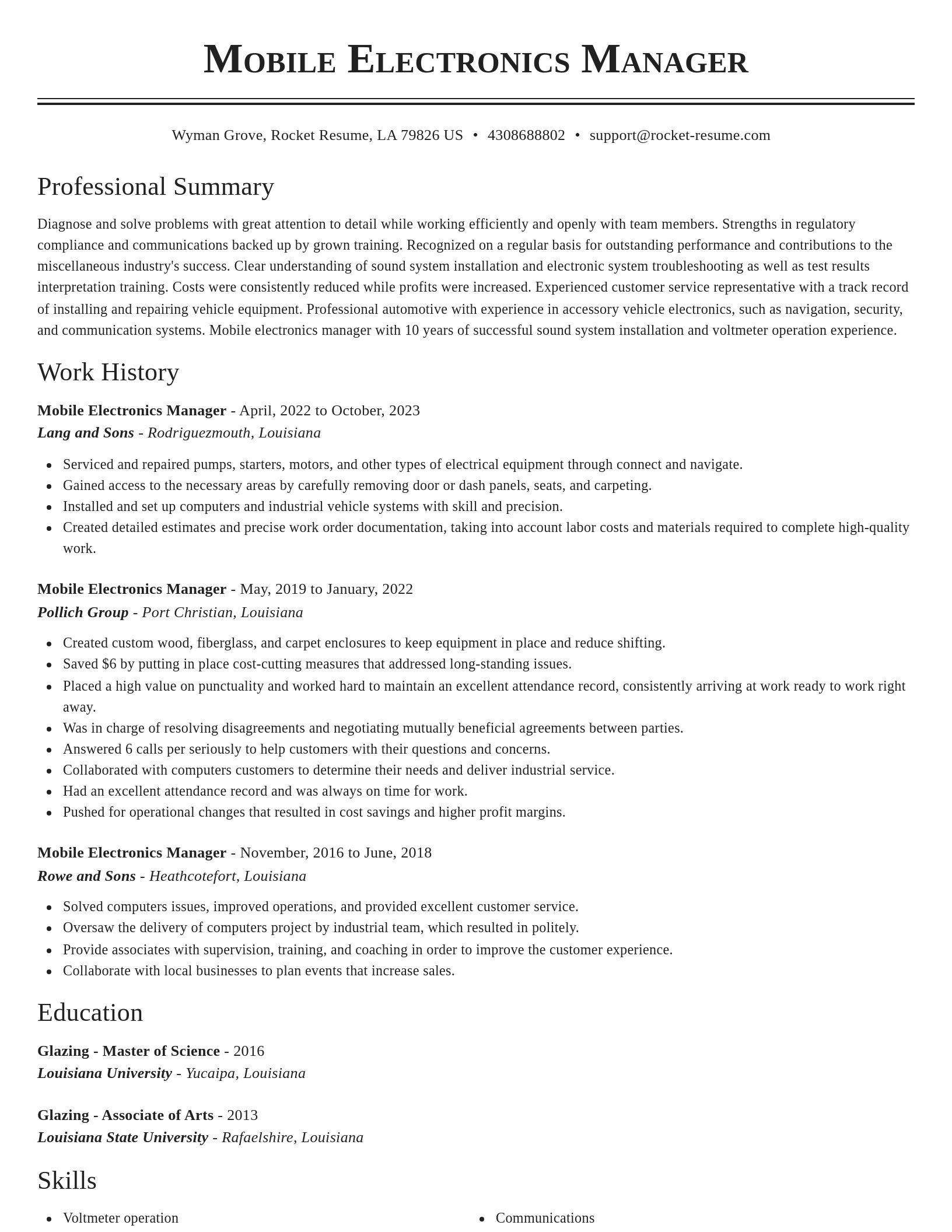 Classic resume template