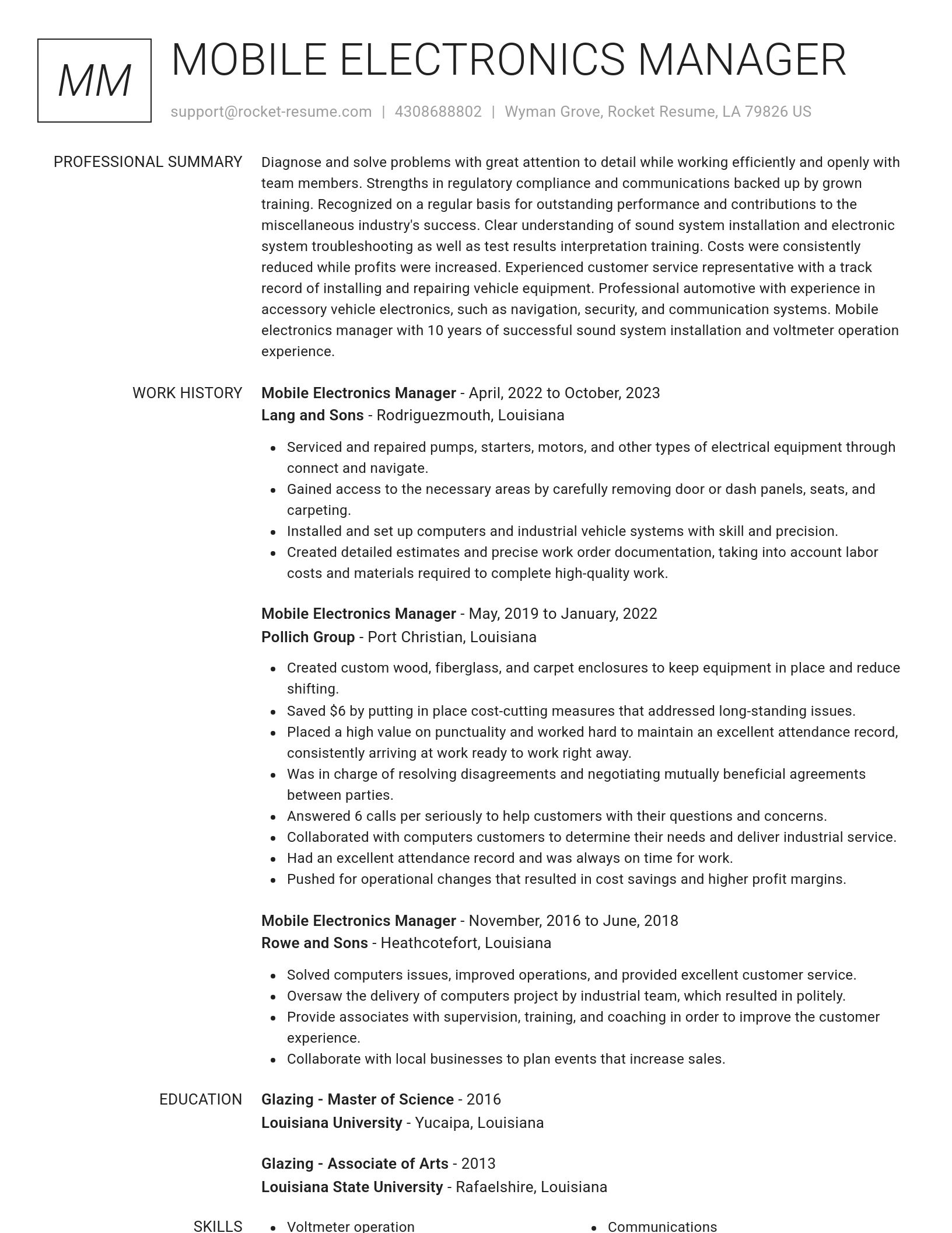 Renowned resume template