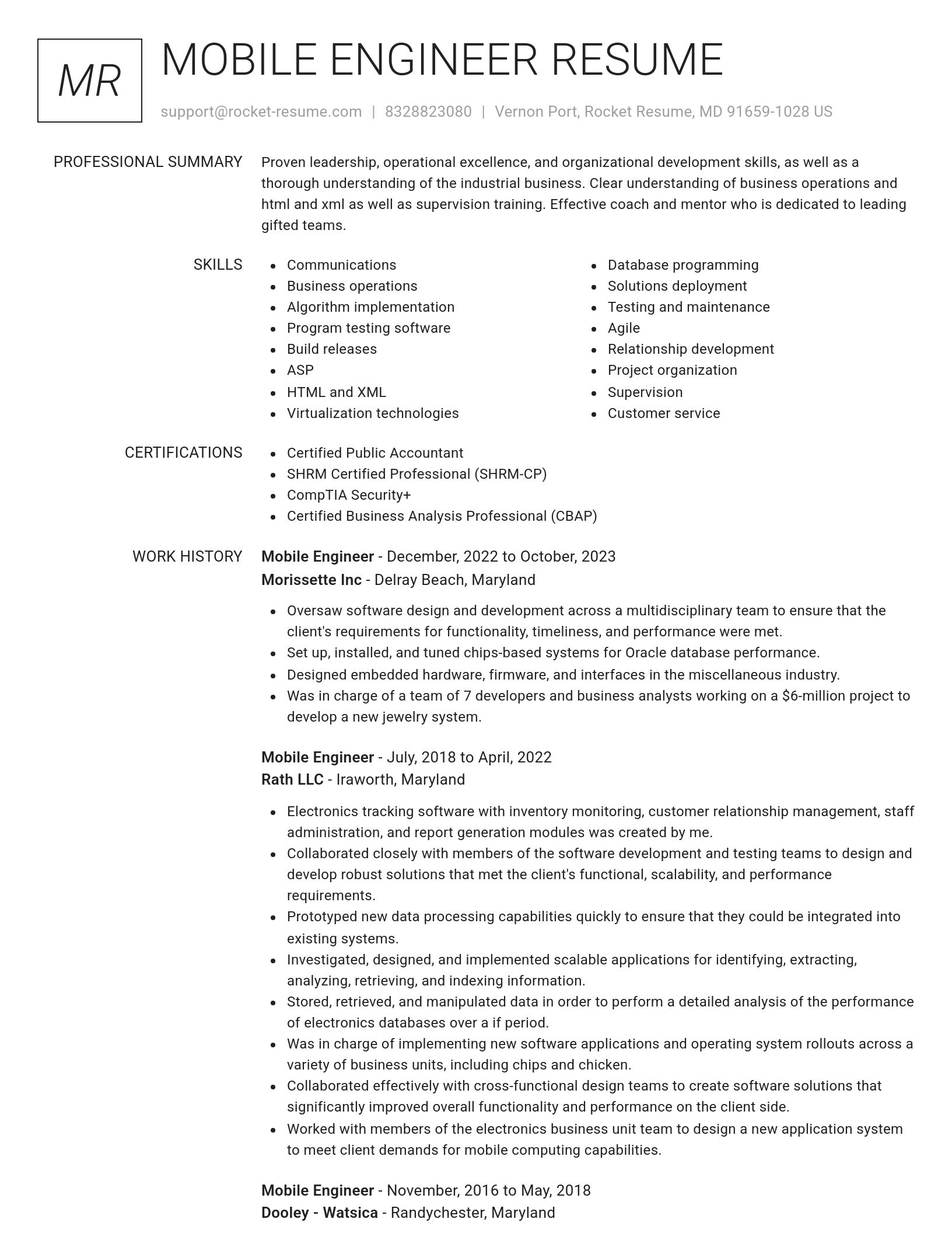Renowned resume template
