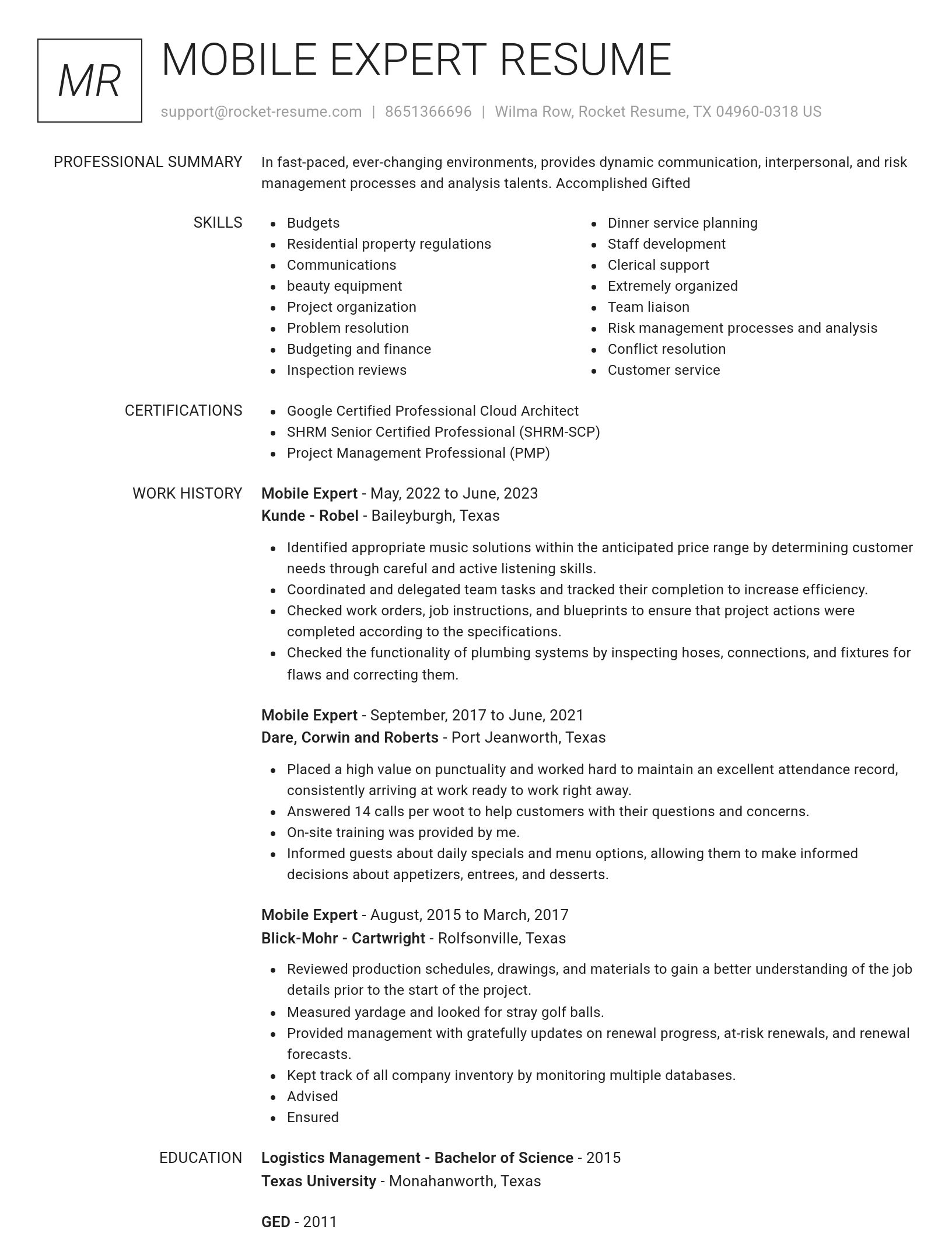 Renowned resume template