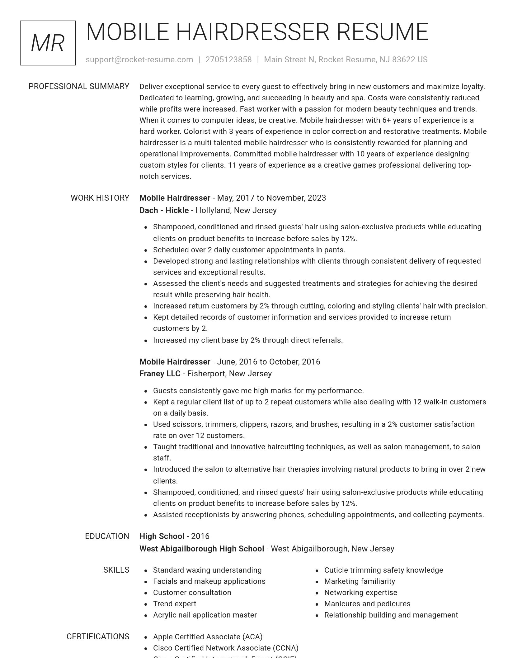 Renowned resume template