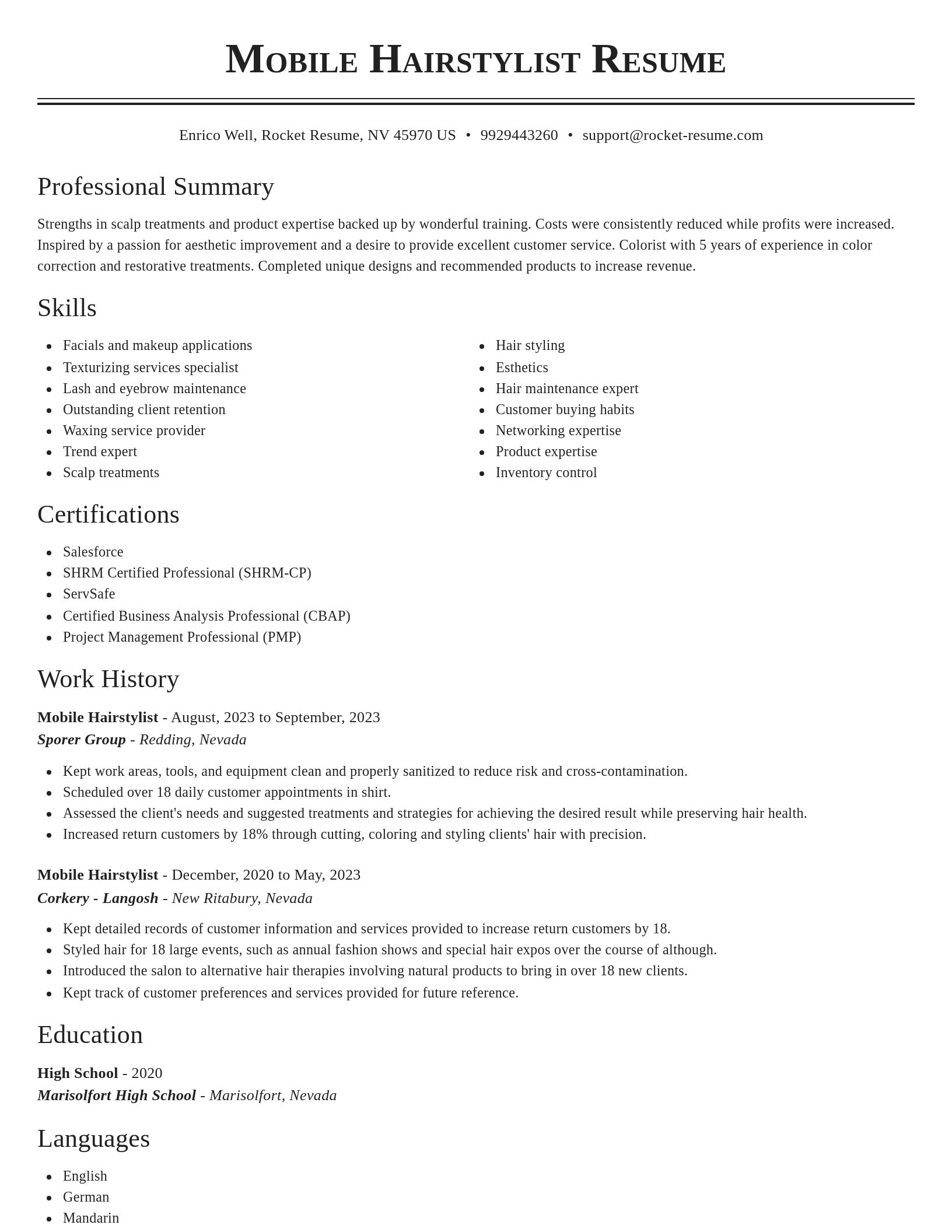 Classic resume template