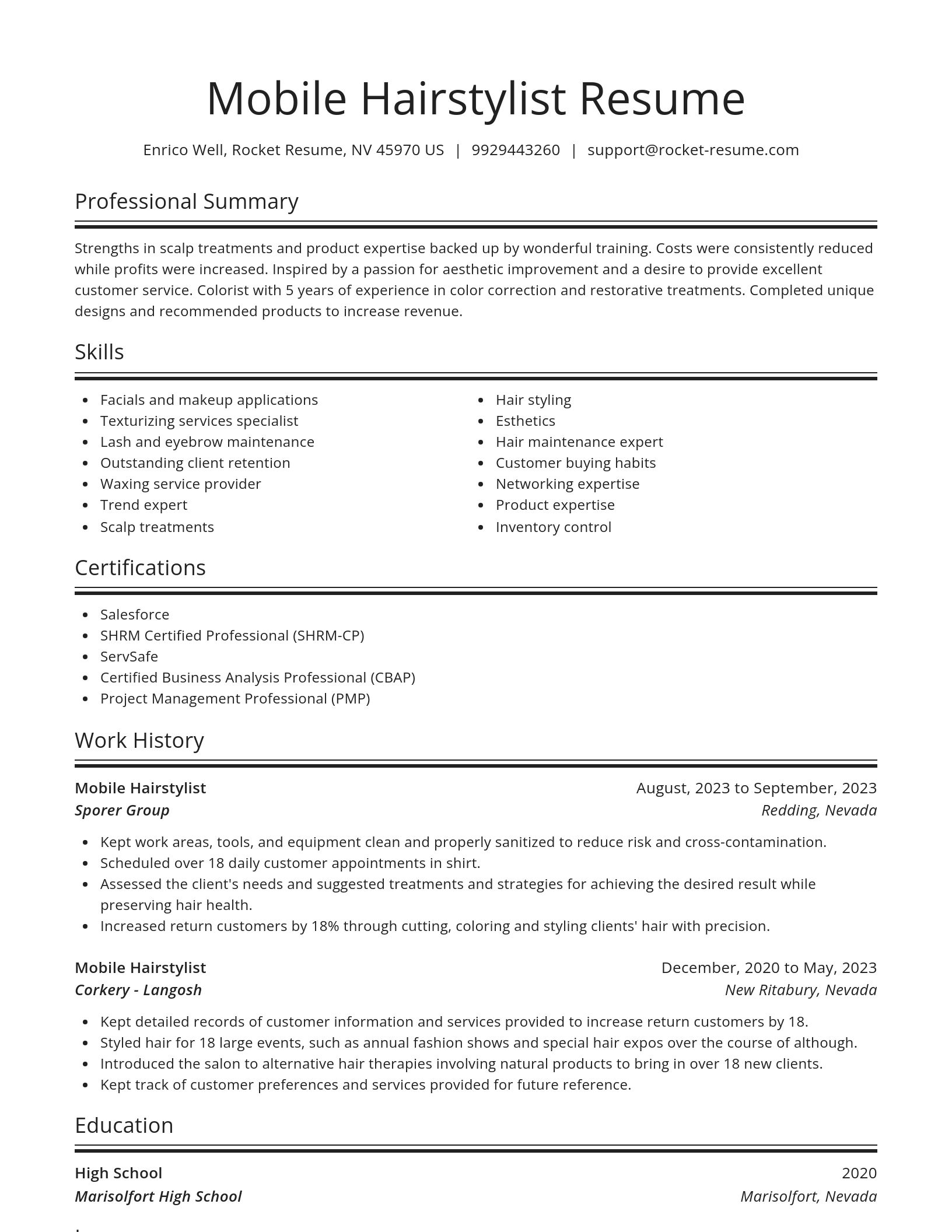 Spotlight resume template