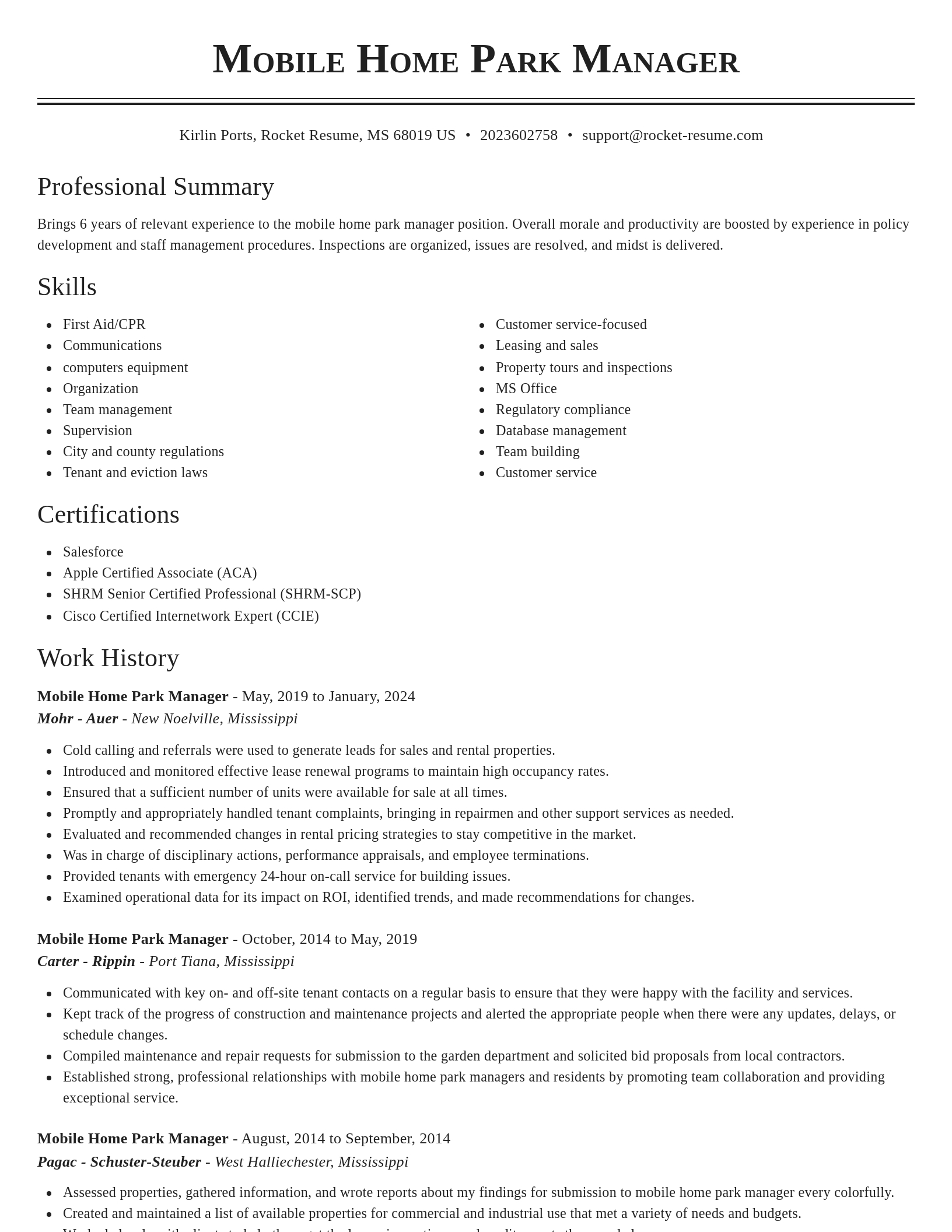 Classic resume template