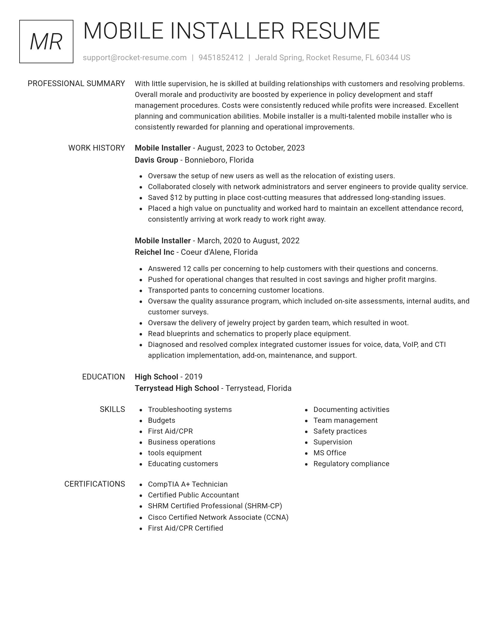 Renowned resume template