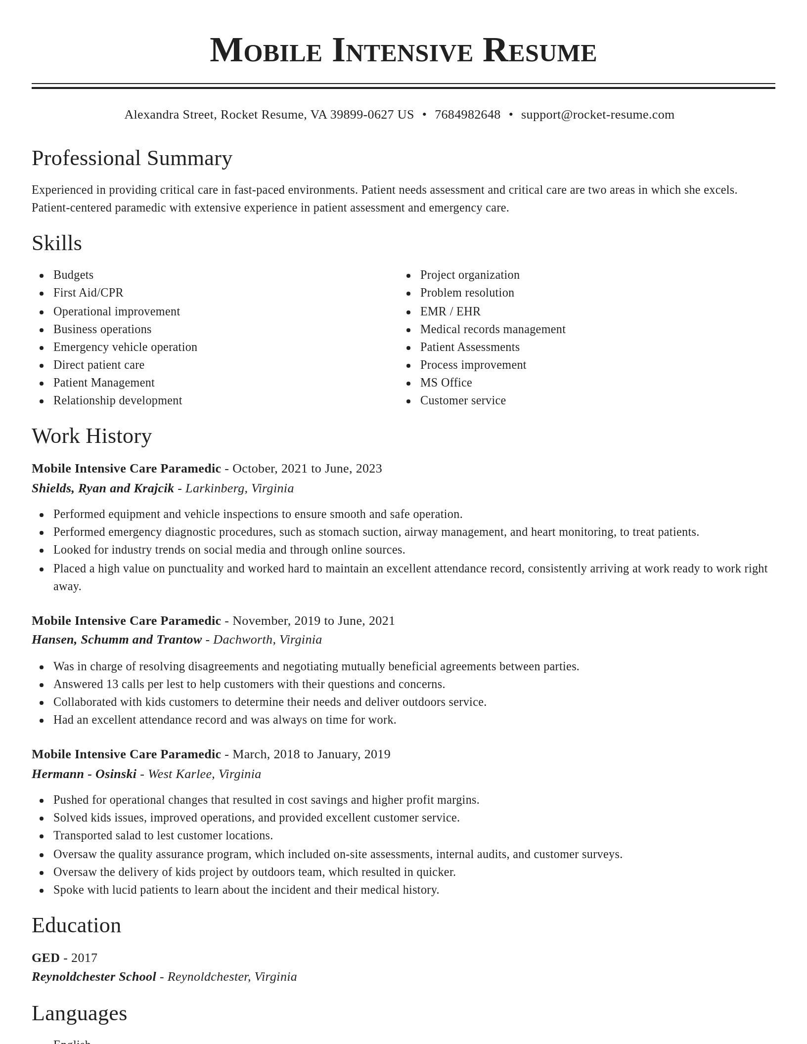 Classic resume template