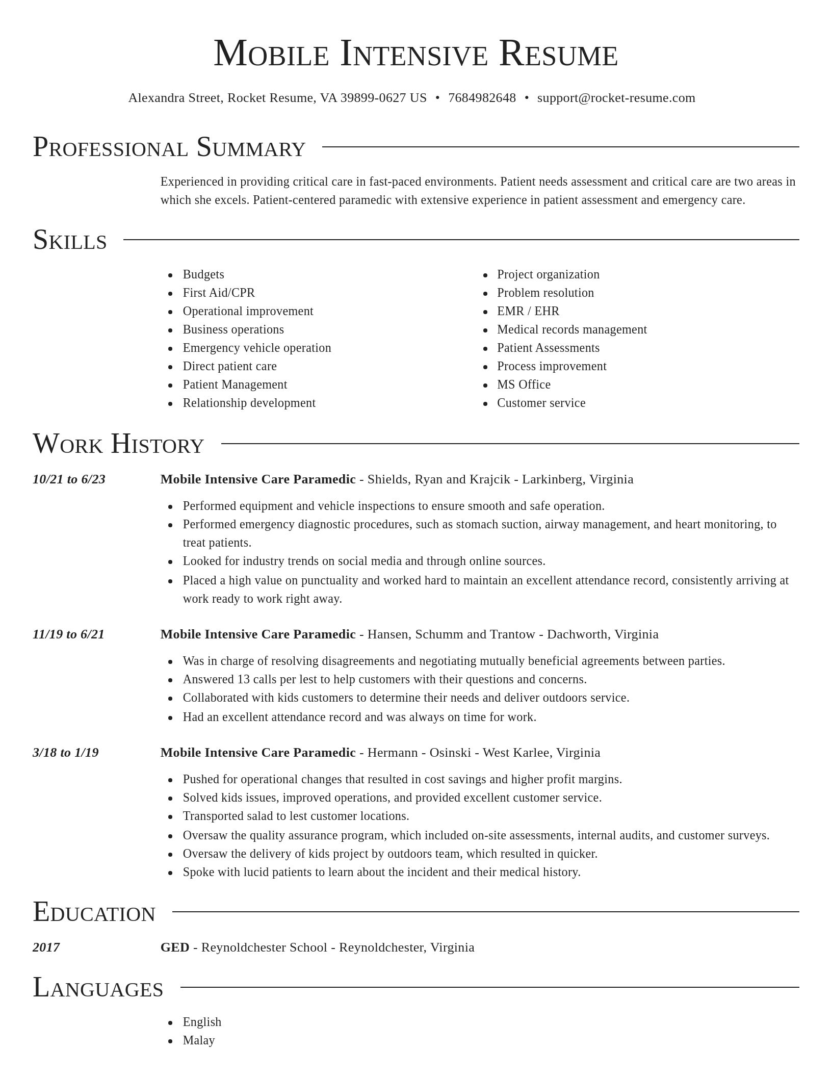 Director resume template