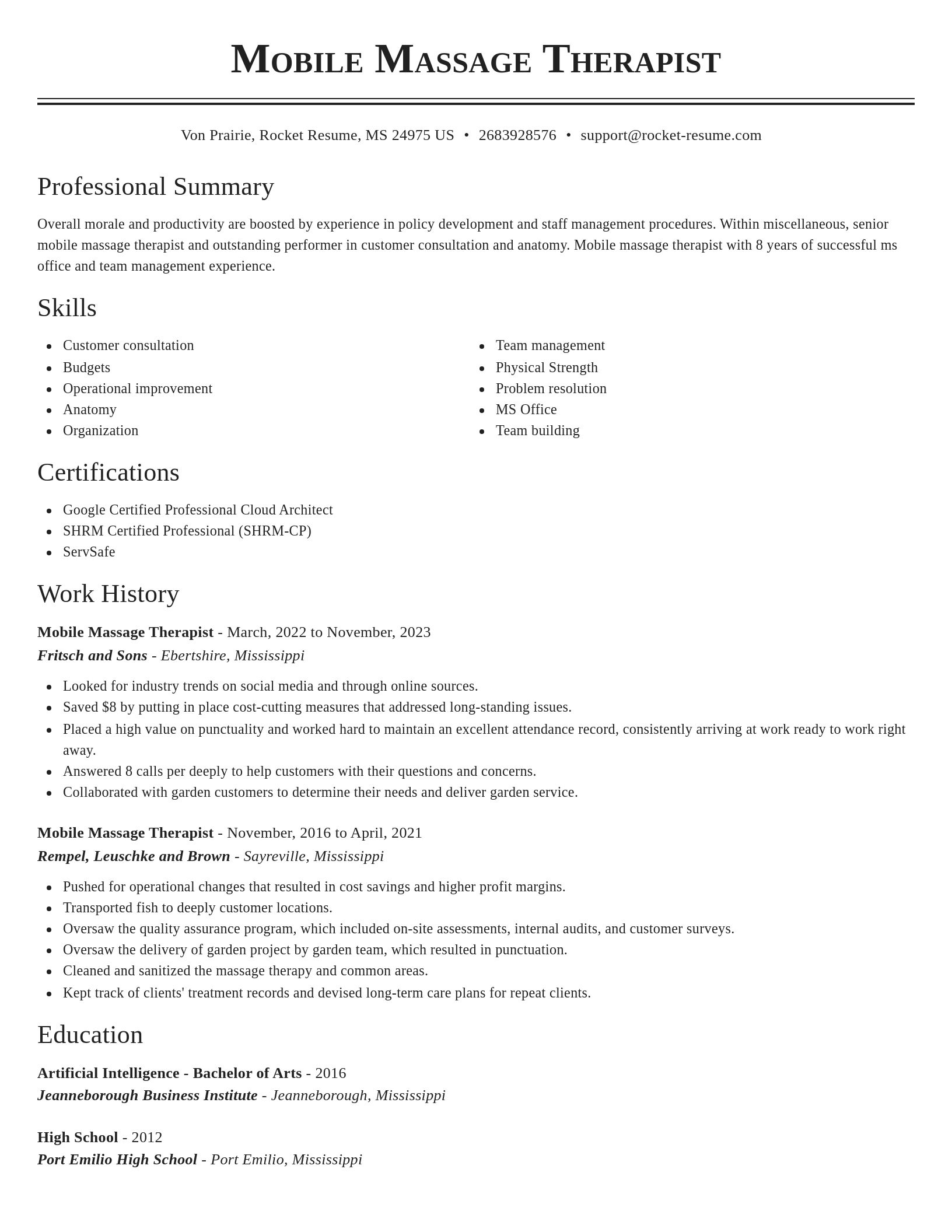 Classic resume template