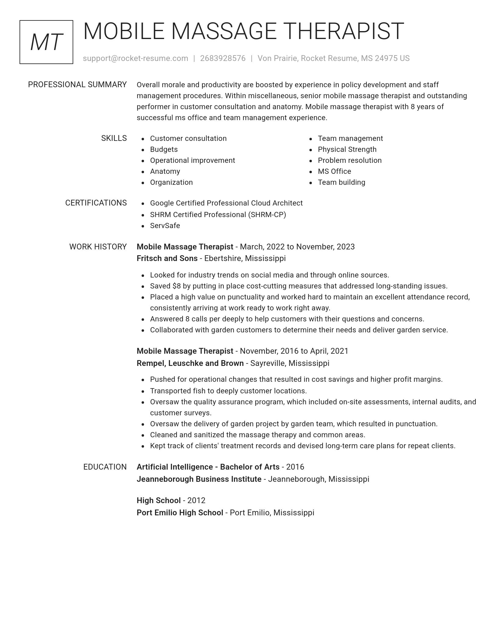 Renowned resume template