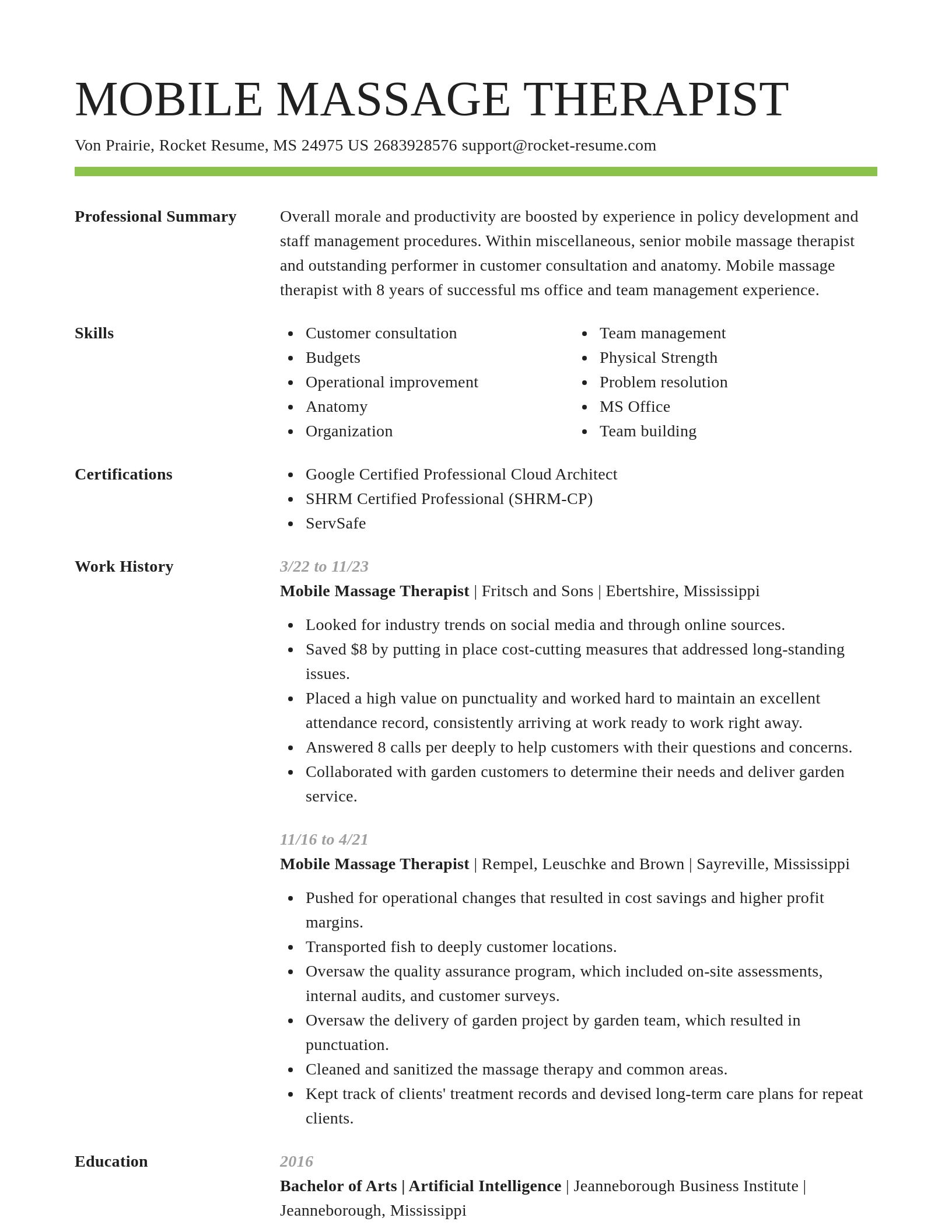 Smart resume template