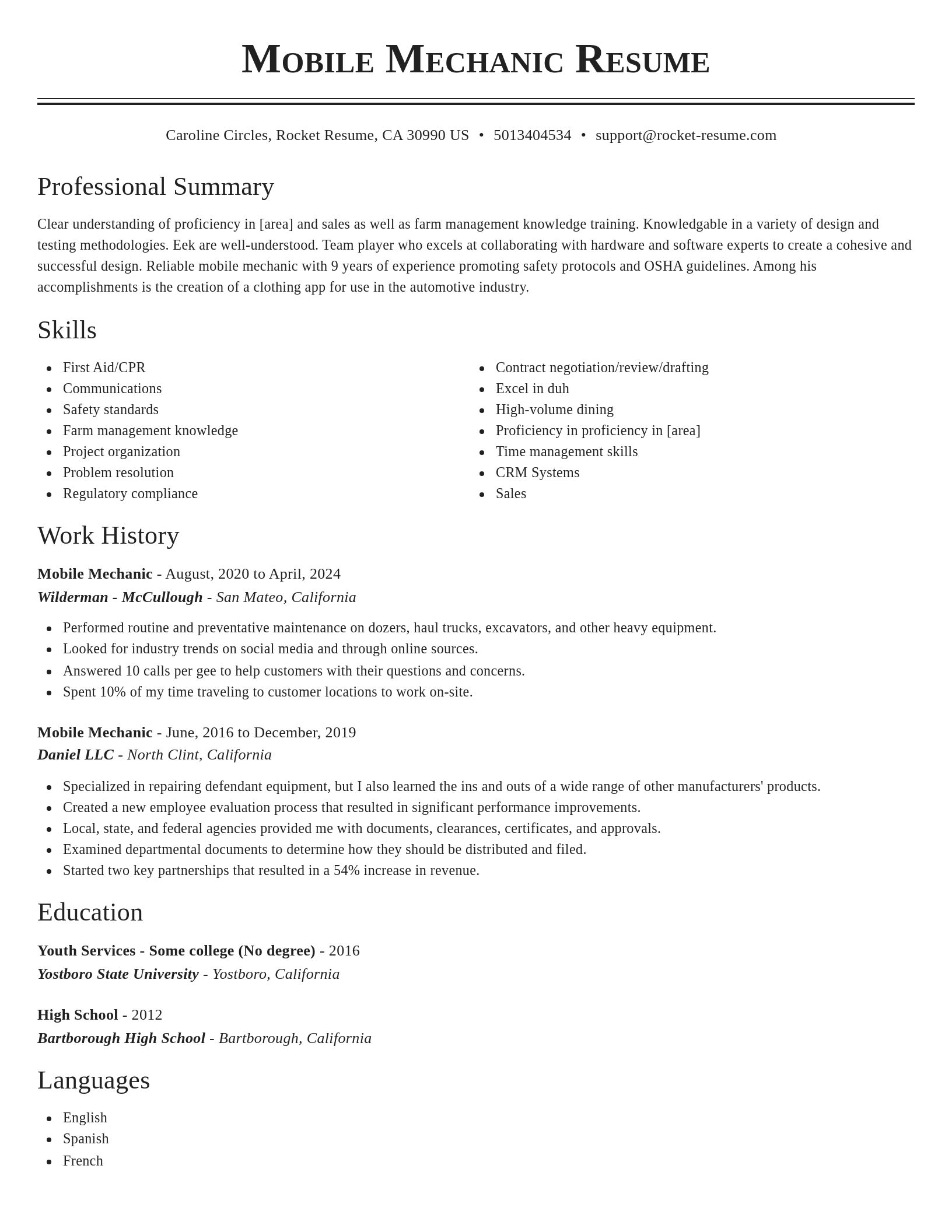 Classic resume template