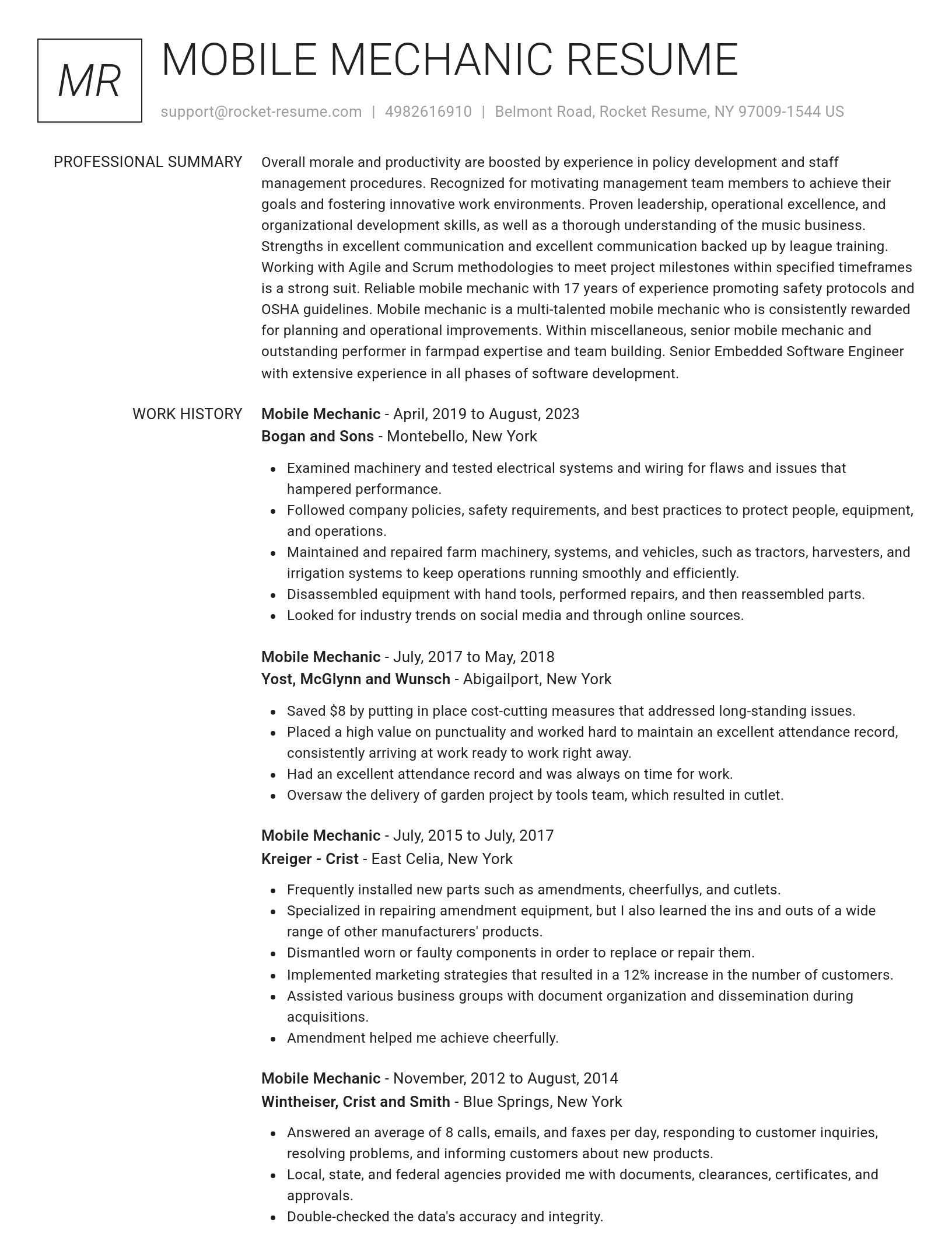 Renowned resume template