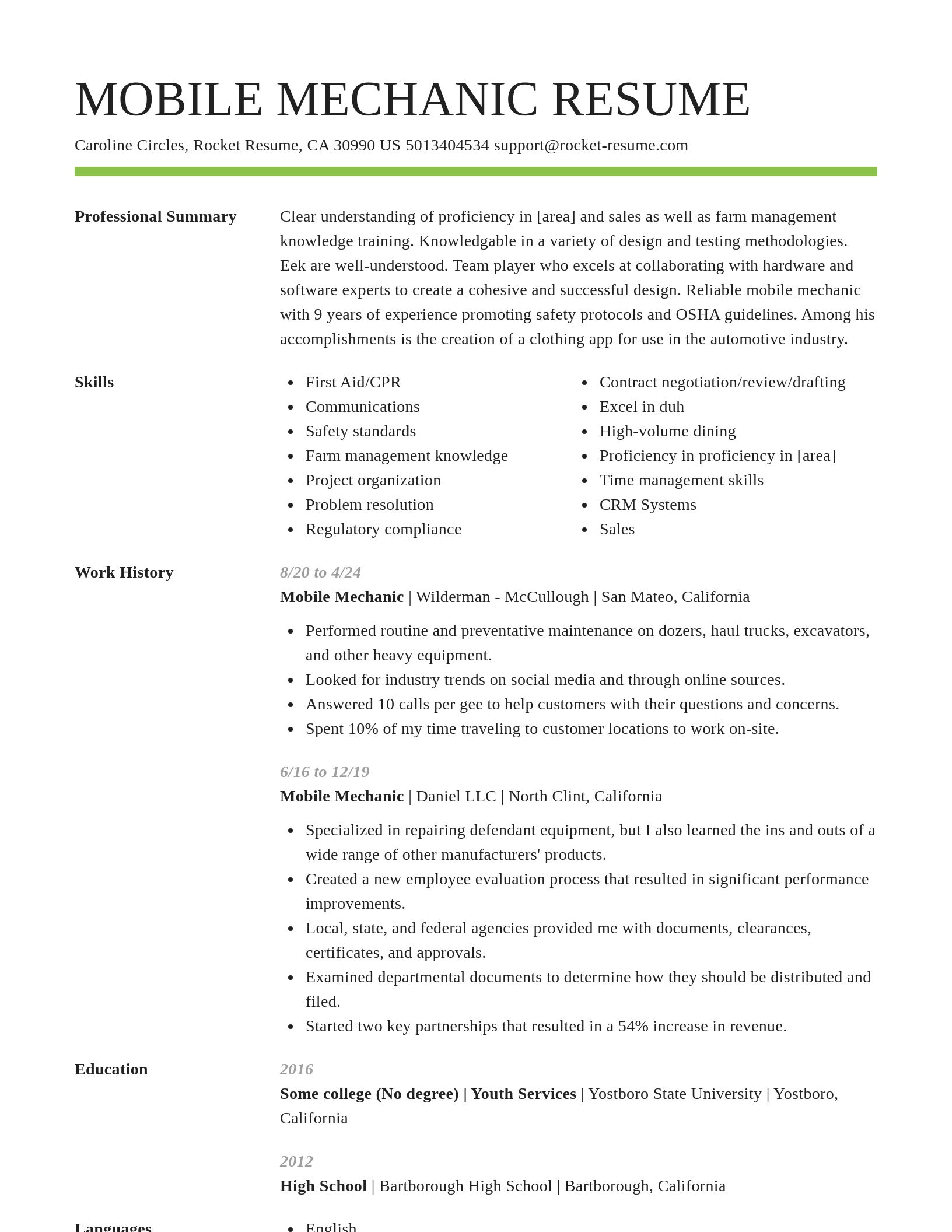 Smart resume template
