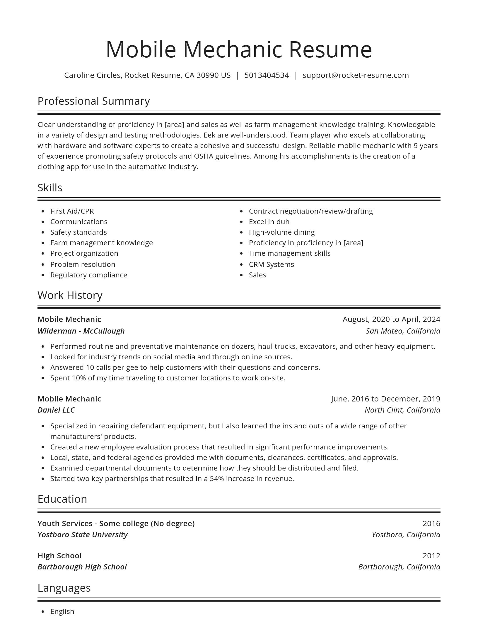 Spotlight resume template