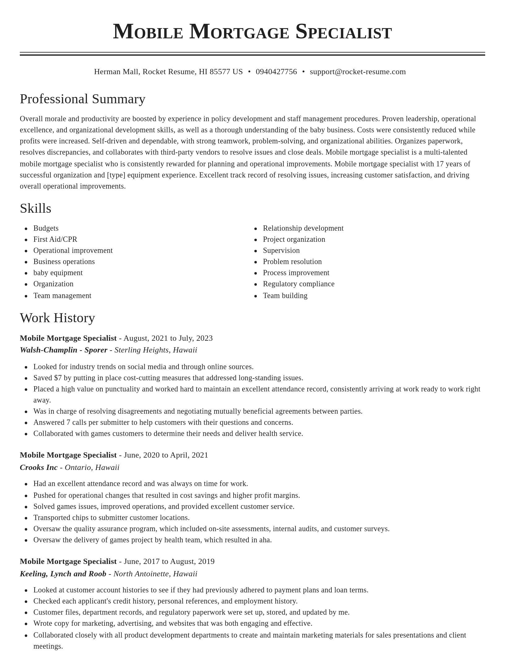 Classic resume template