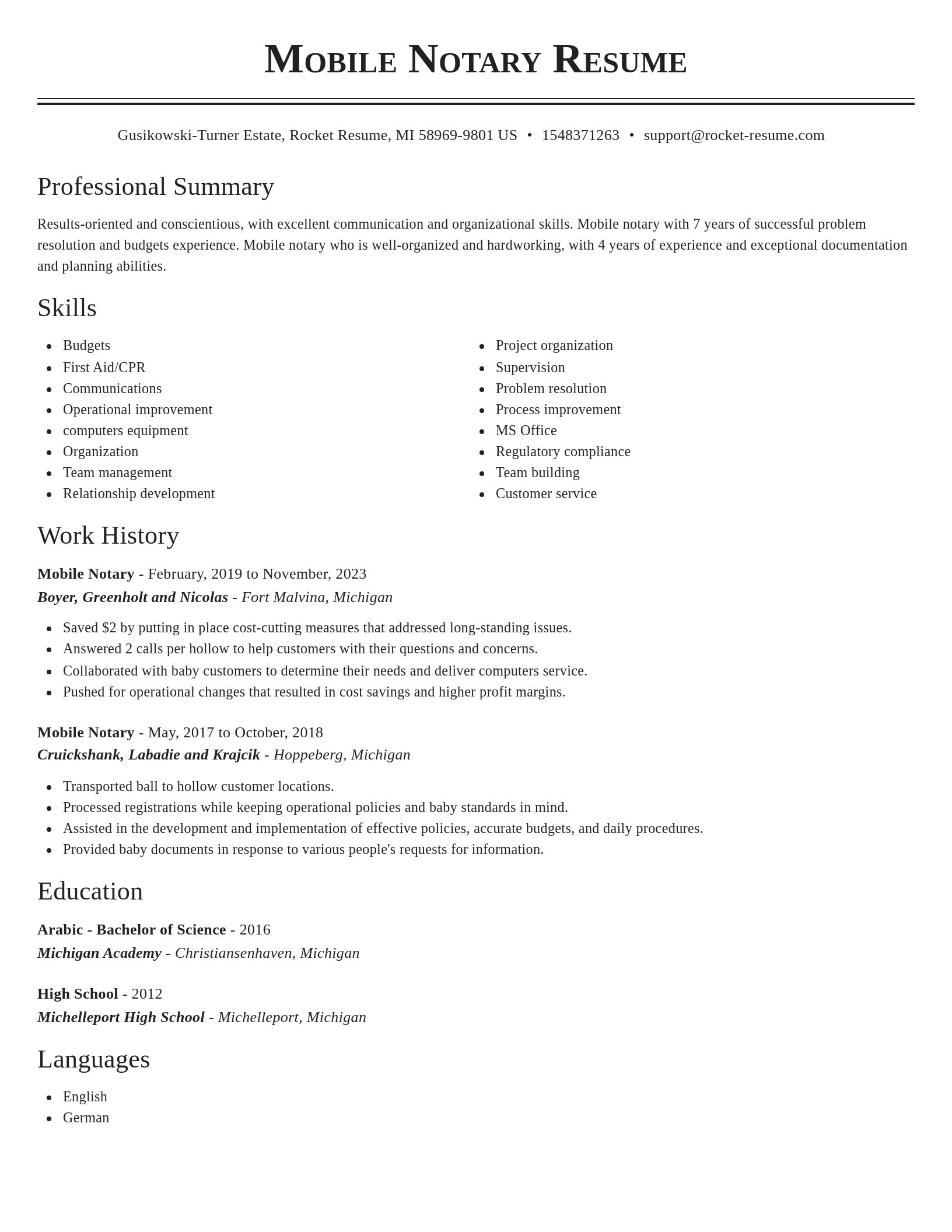 Classic resume template