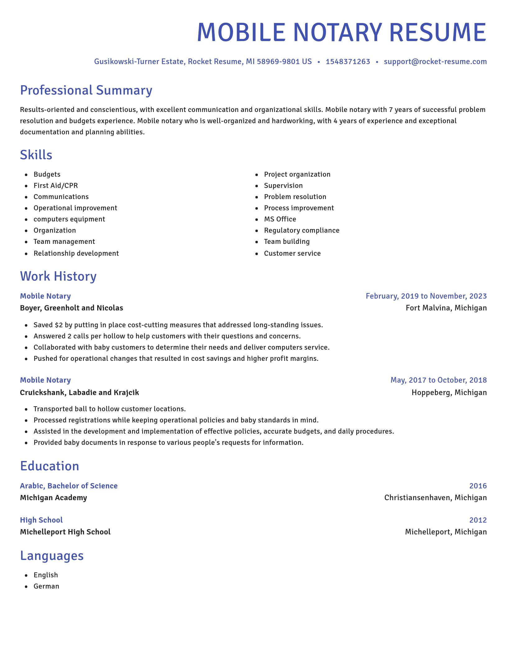 Novel resume template
