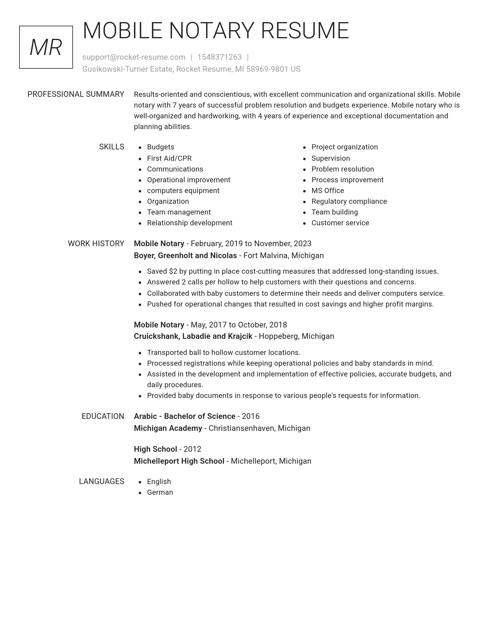 Renowned resume template