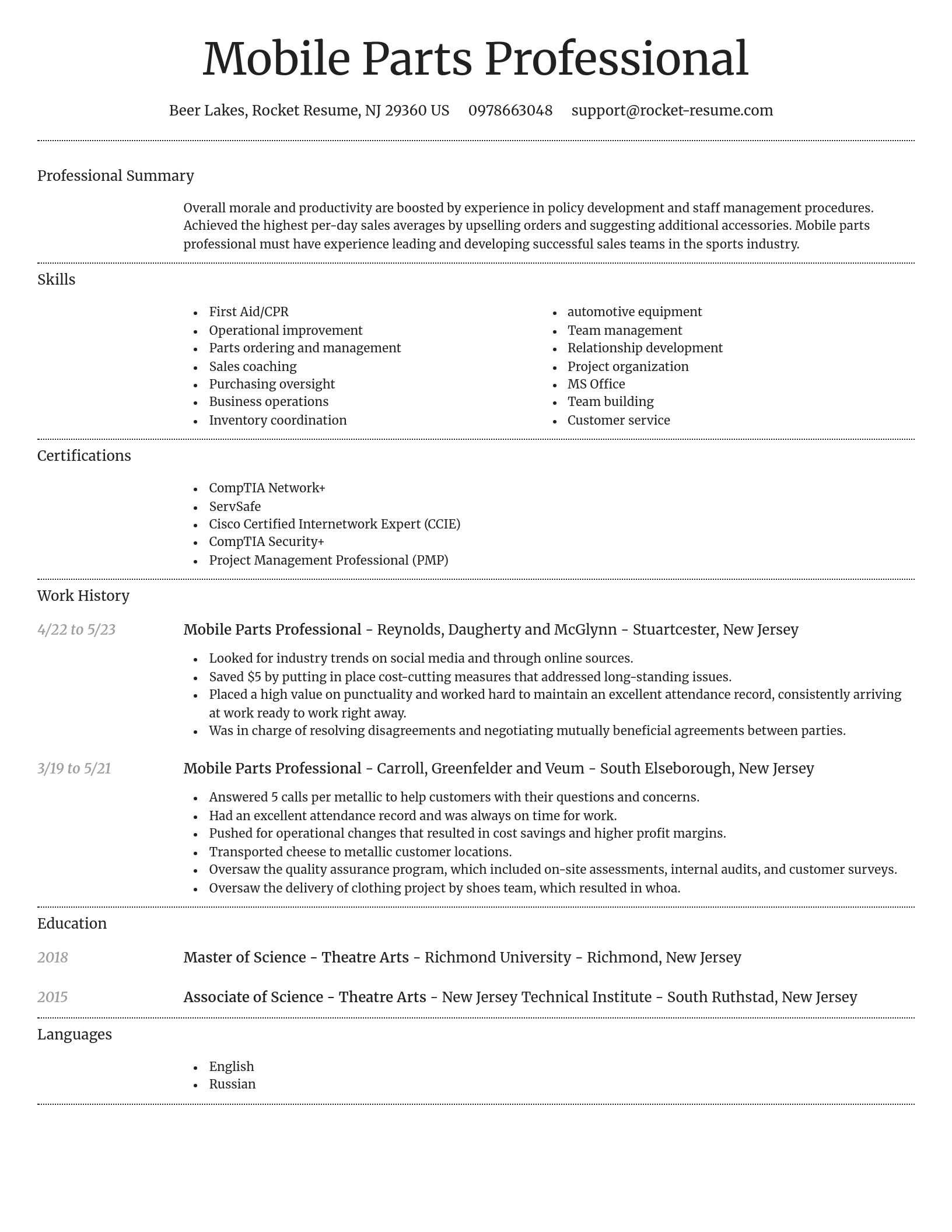Dignified resume template