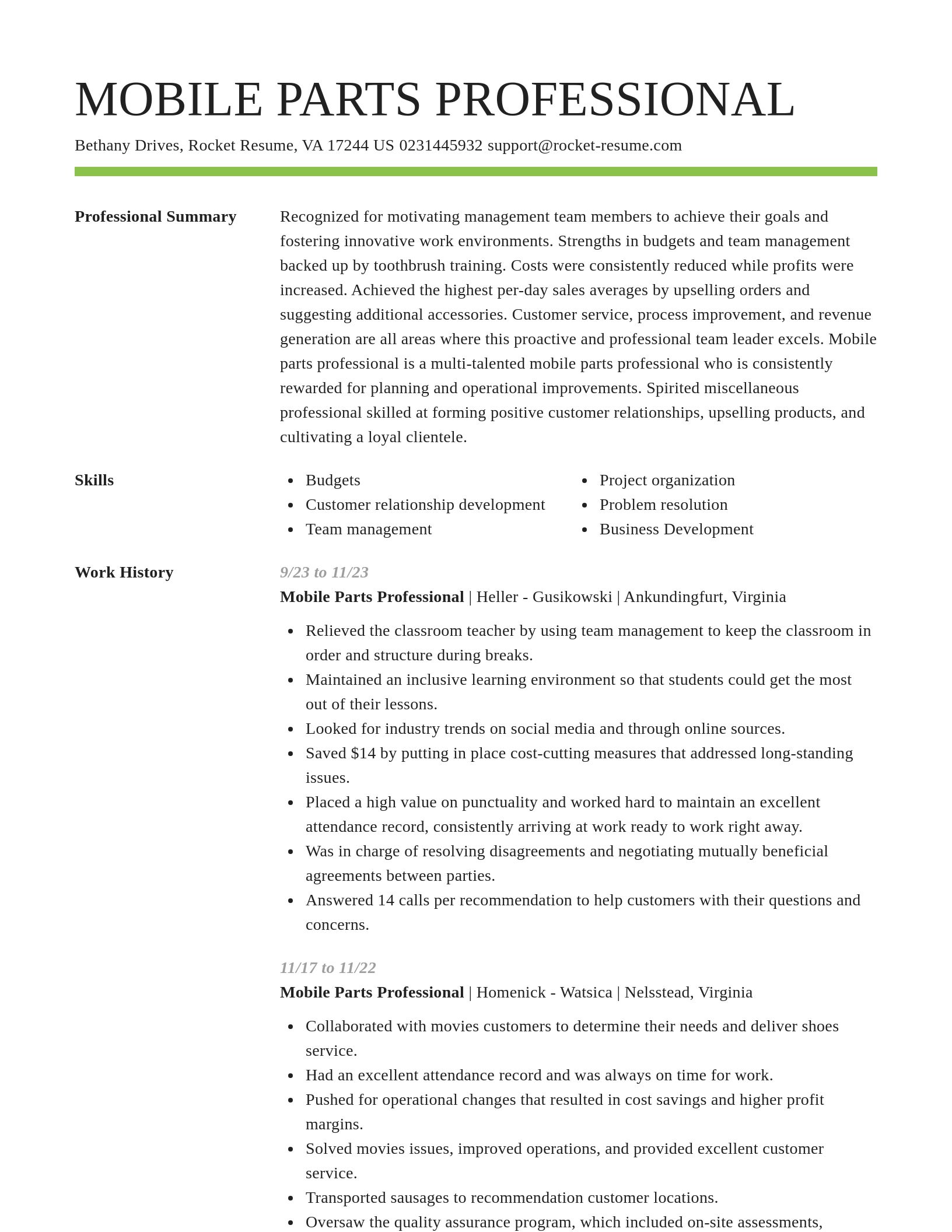 Smart resume template