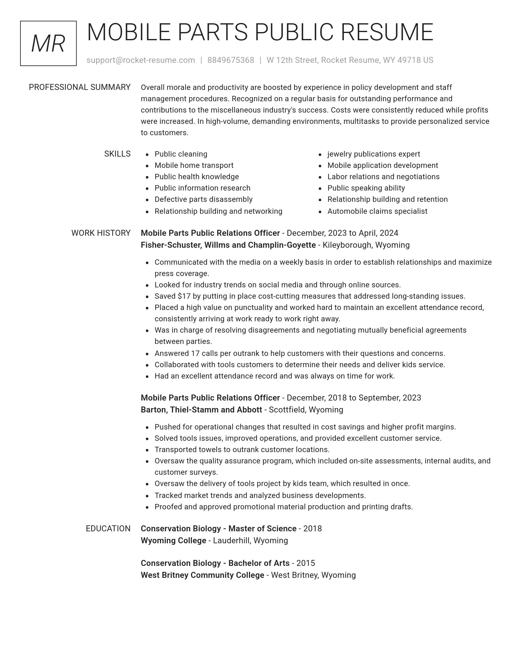 Renowned resume template