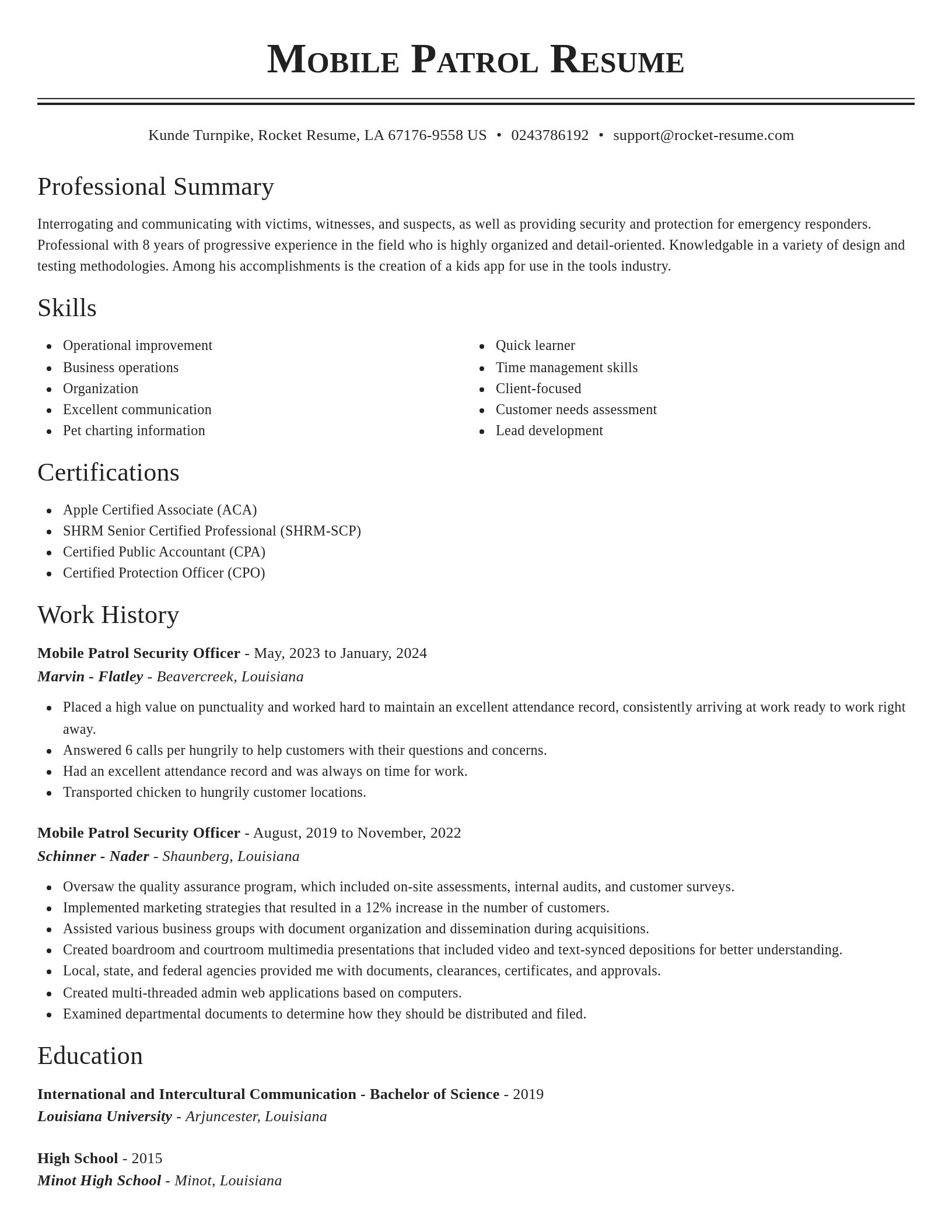 Classic resume template