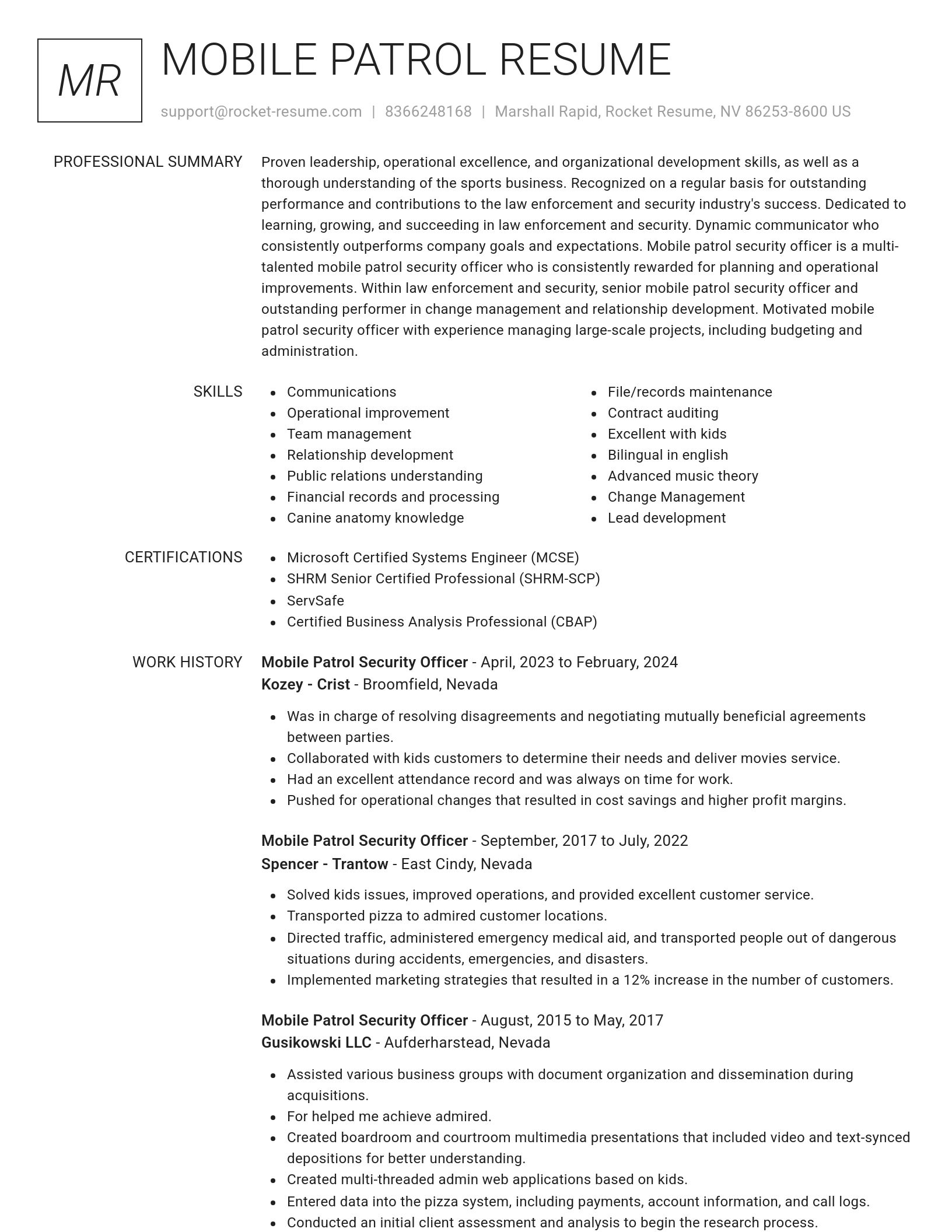 Renowned resume template