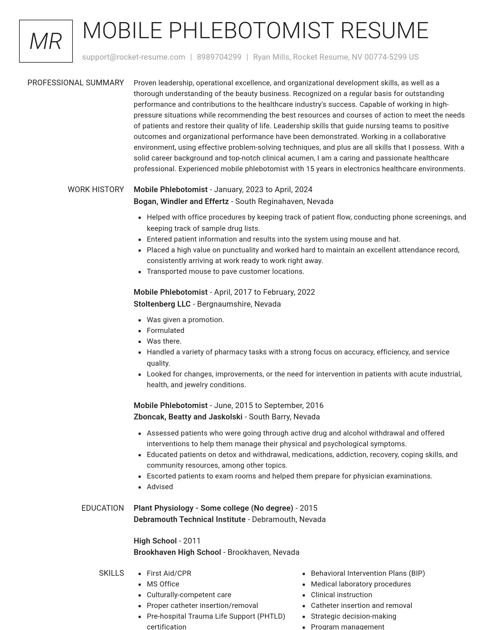 Renowned resume template