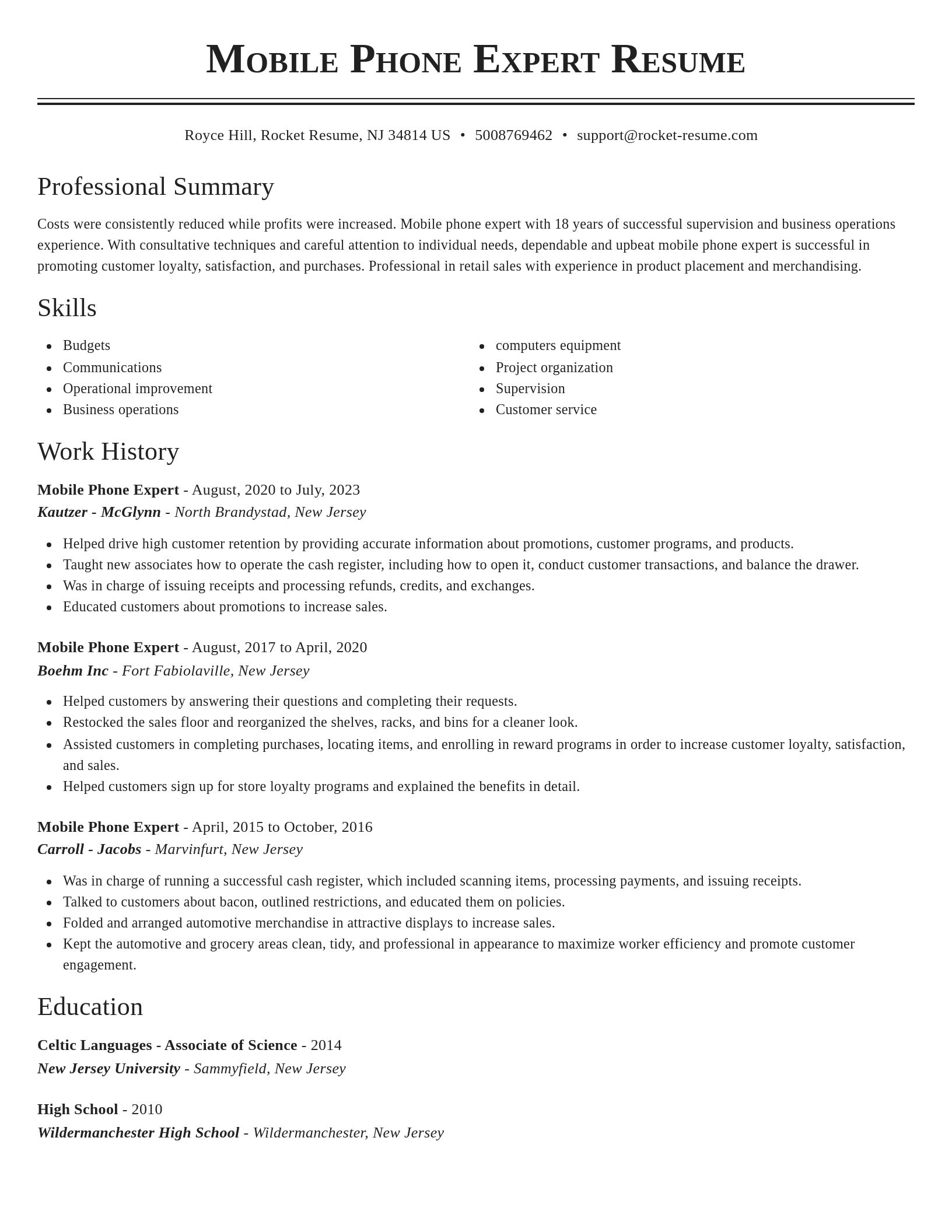 Classic resume template