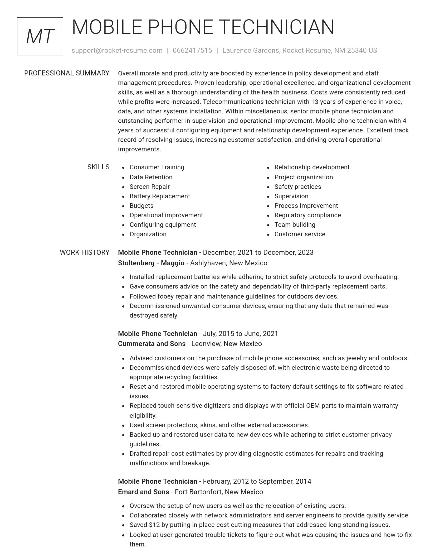 Renowned resume template