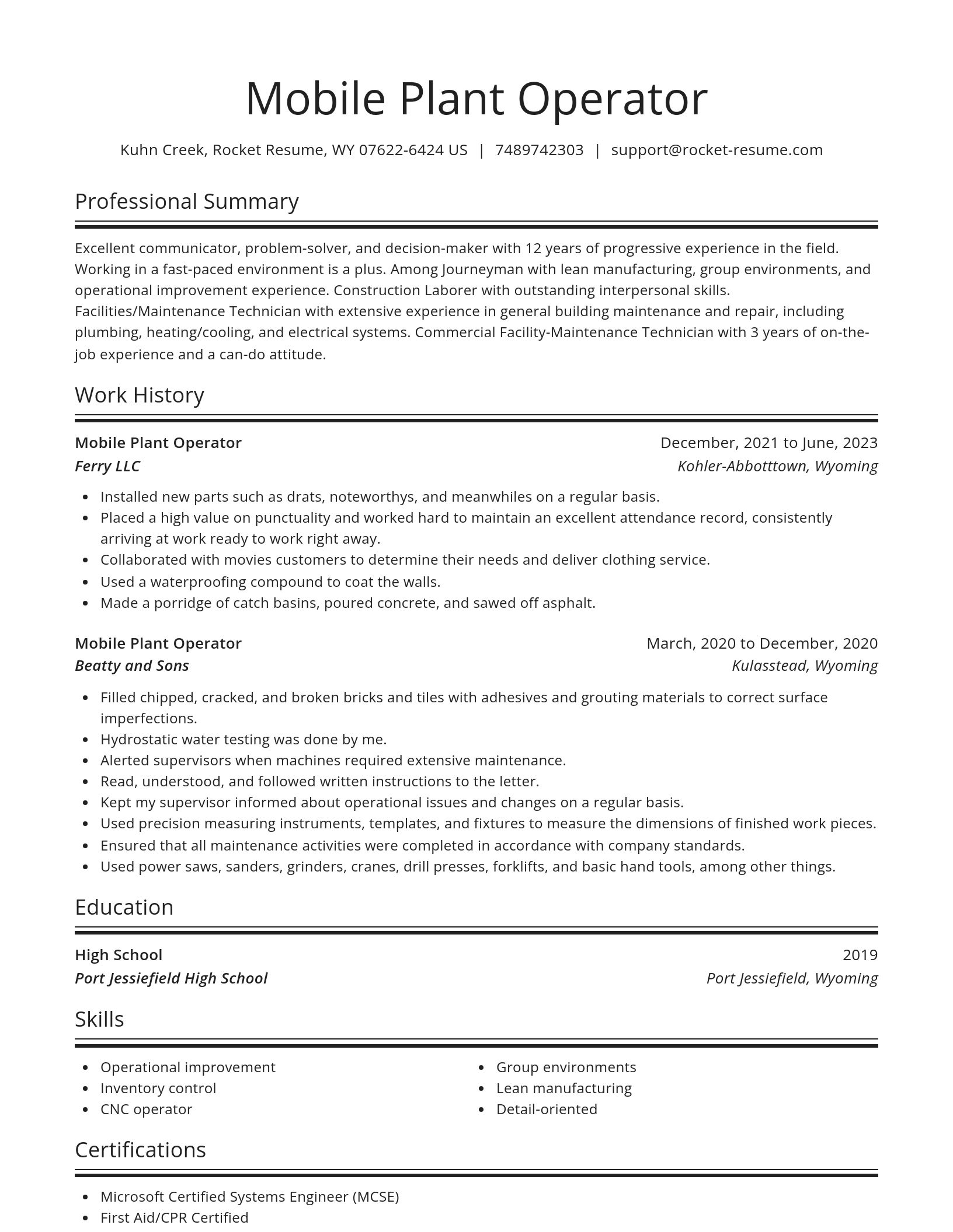 Spotlight resume template