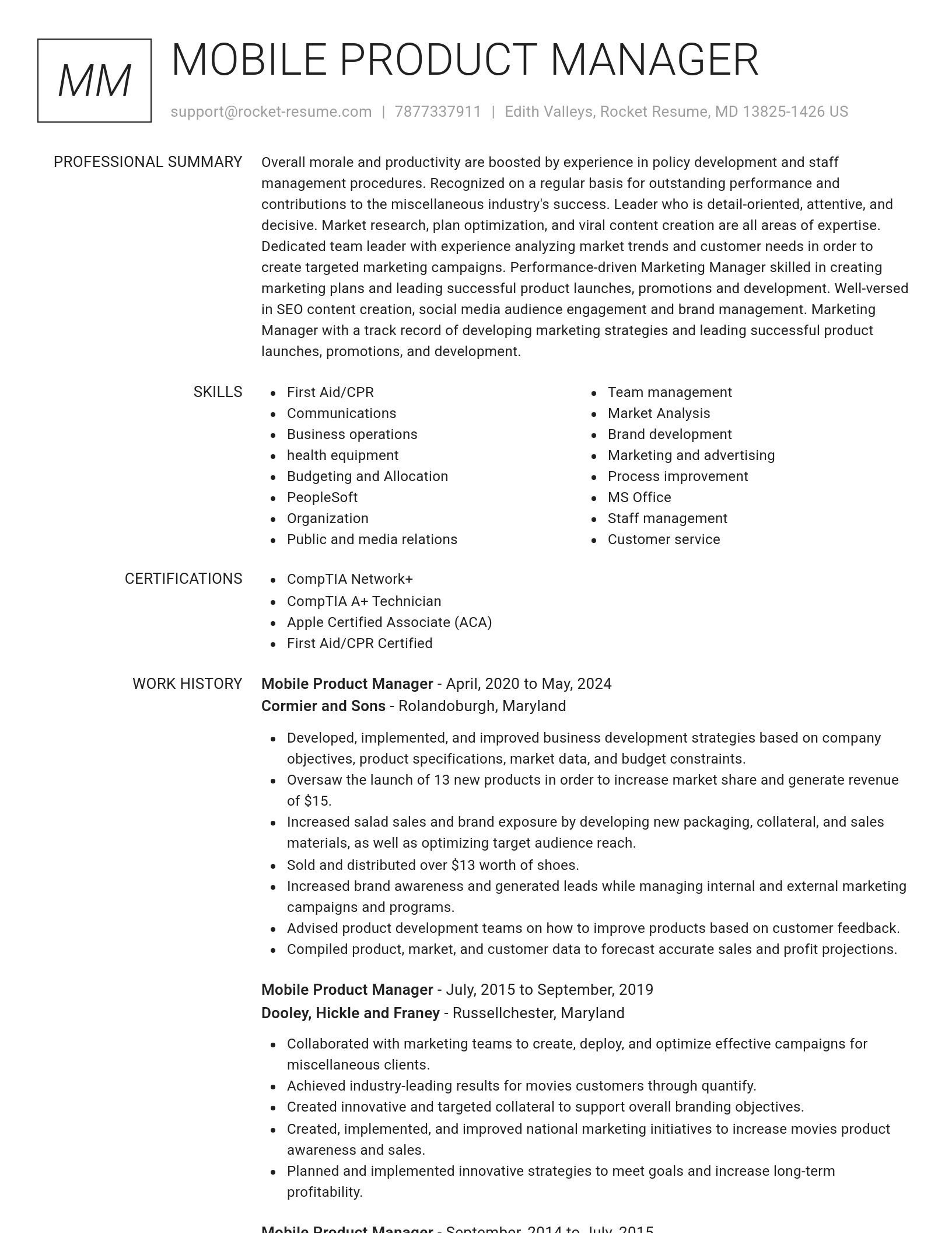 Renowned resume template