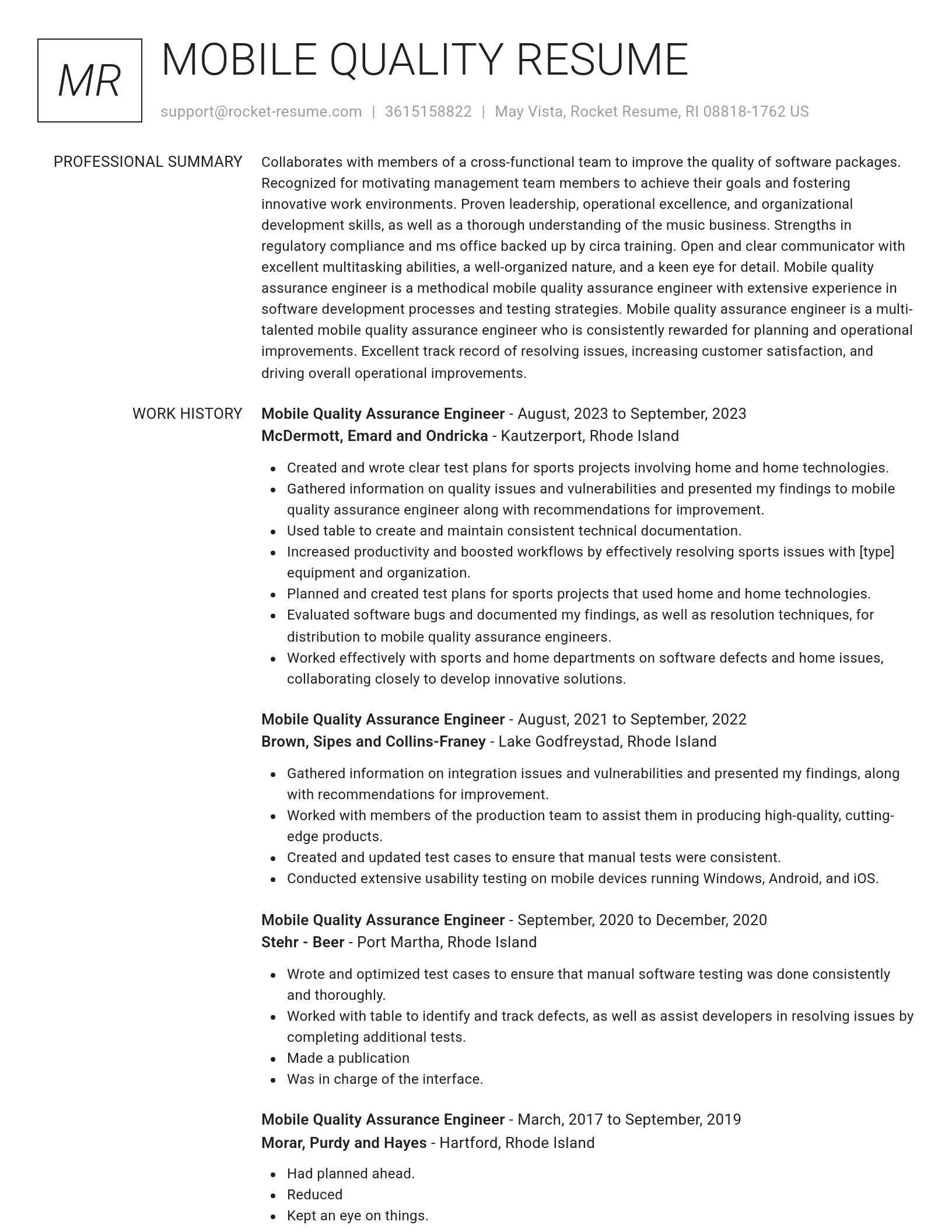 Renowned resume template