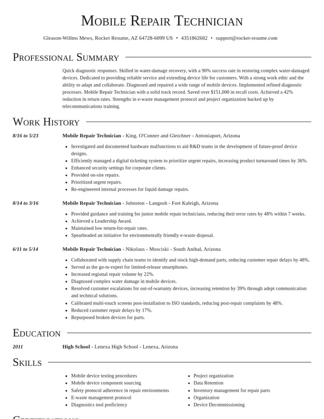 Director resume template