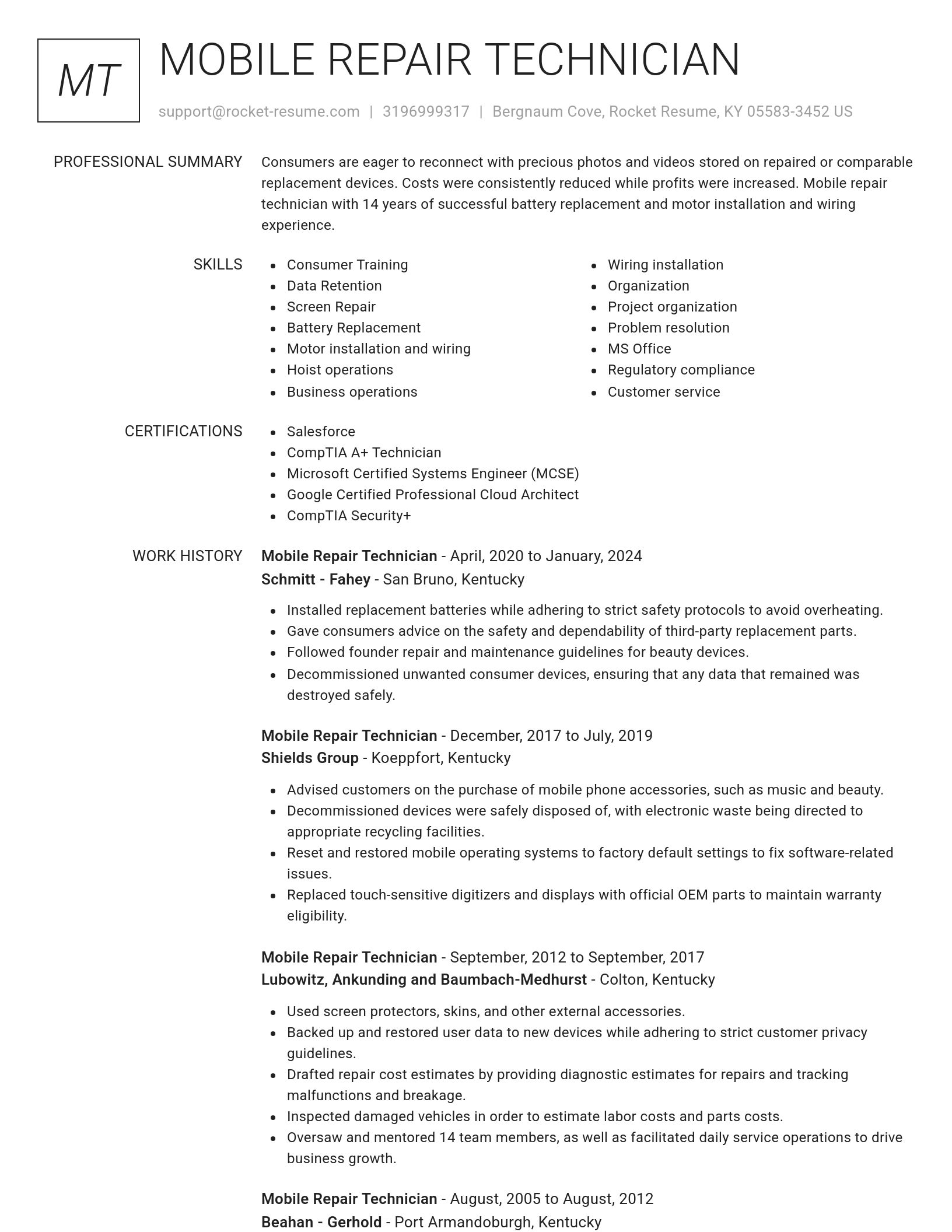 Renowned resume template