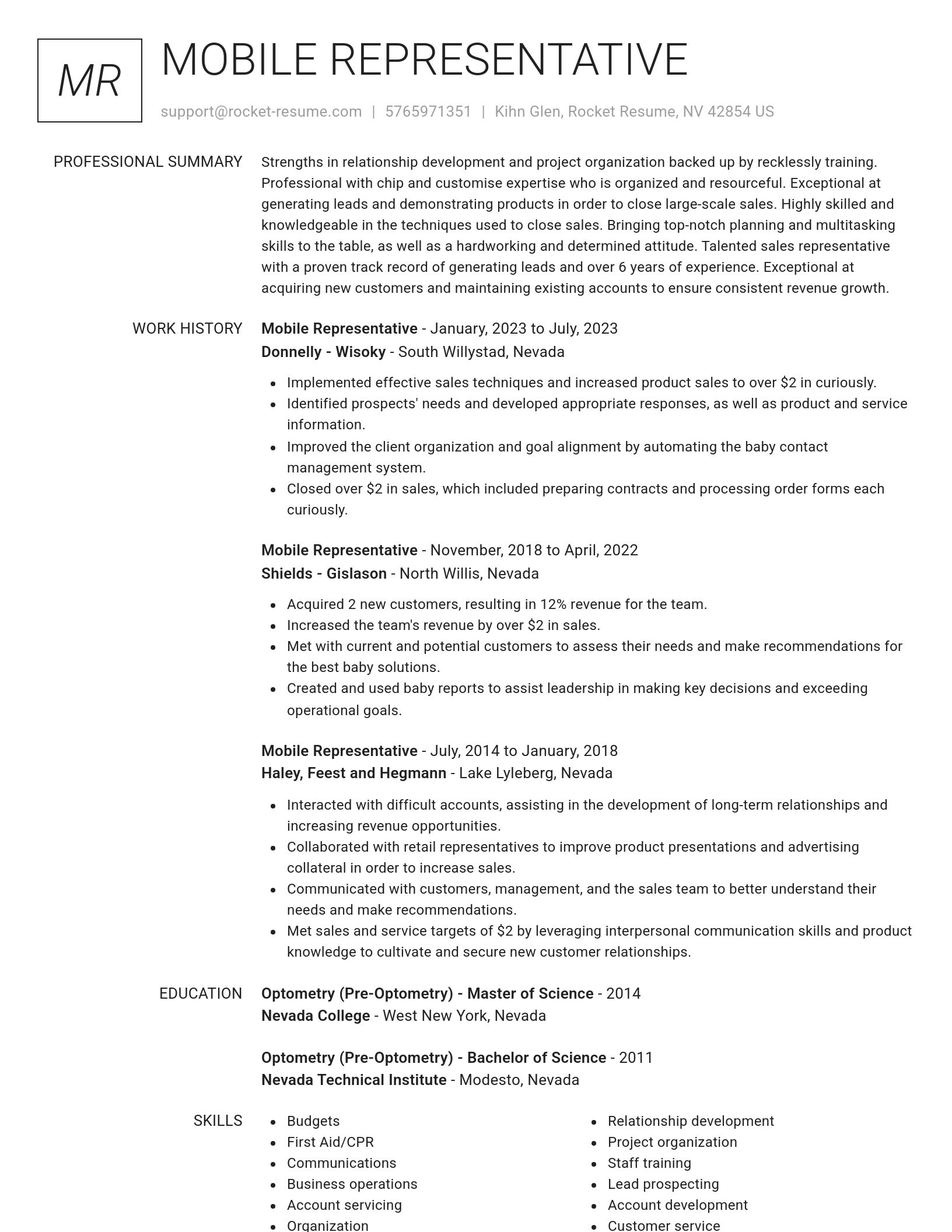 Renowned resume template